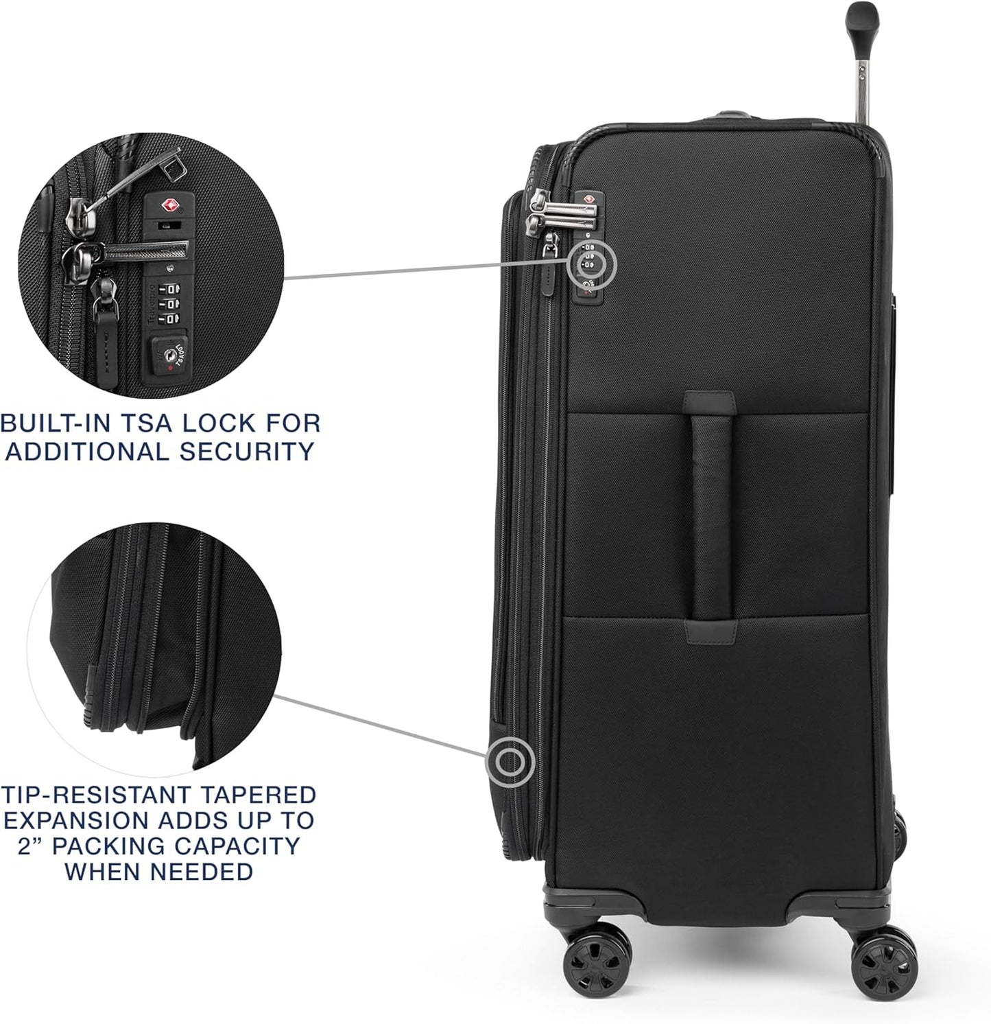 Travelpro Crew Classic Lightweight Softside Expandable Checked Luggage, 8 Wheel Spinner Suitcase