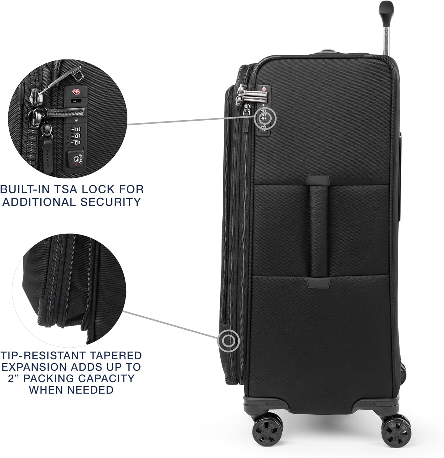 Travelpro Crew Classic Lightweight Softside Expandable Checked Luggage, 8 Wheel Spinner Suitcase