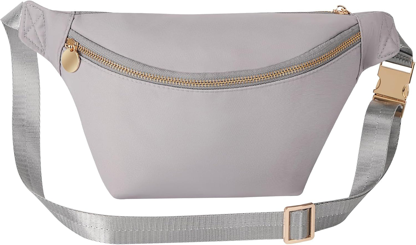 Fanny Pack Crossbody Stadium Approved Women Waist Pack Bag for Men Nylon Everywhere Belt Bag (Grey)