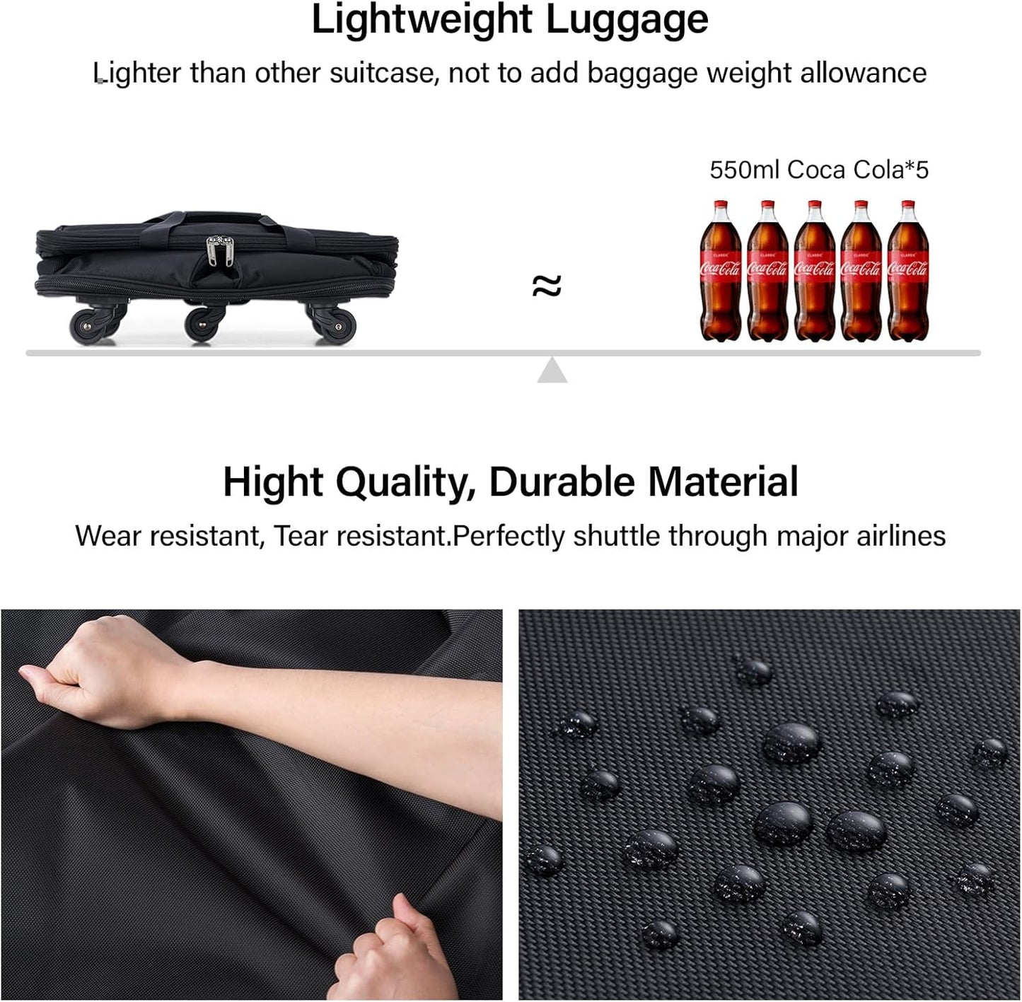 Hanke Expandable Collapsible Luggage with Wheels, Black Upgrade Version 2, 98L, Water-Resistant, 5 Spinner Wheels, 3 Pockets, Polyester, 19x13x27.2 inches, 6.1lb, Carry-On Luggage, Travel, Vacation