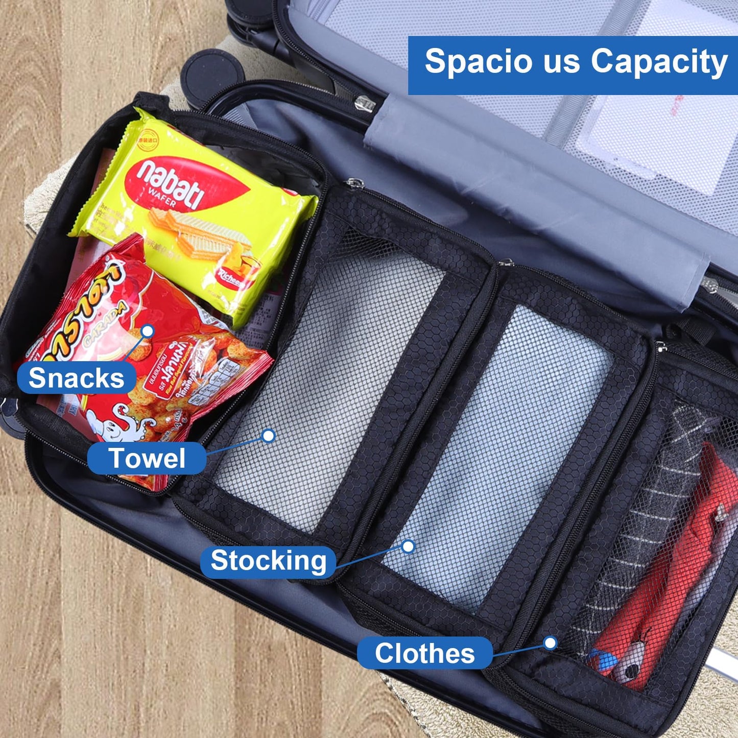 Olosar Suitcase Organizer, Travel Luggage Organizer Portable Hanging Travel Shelves Collapsible
