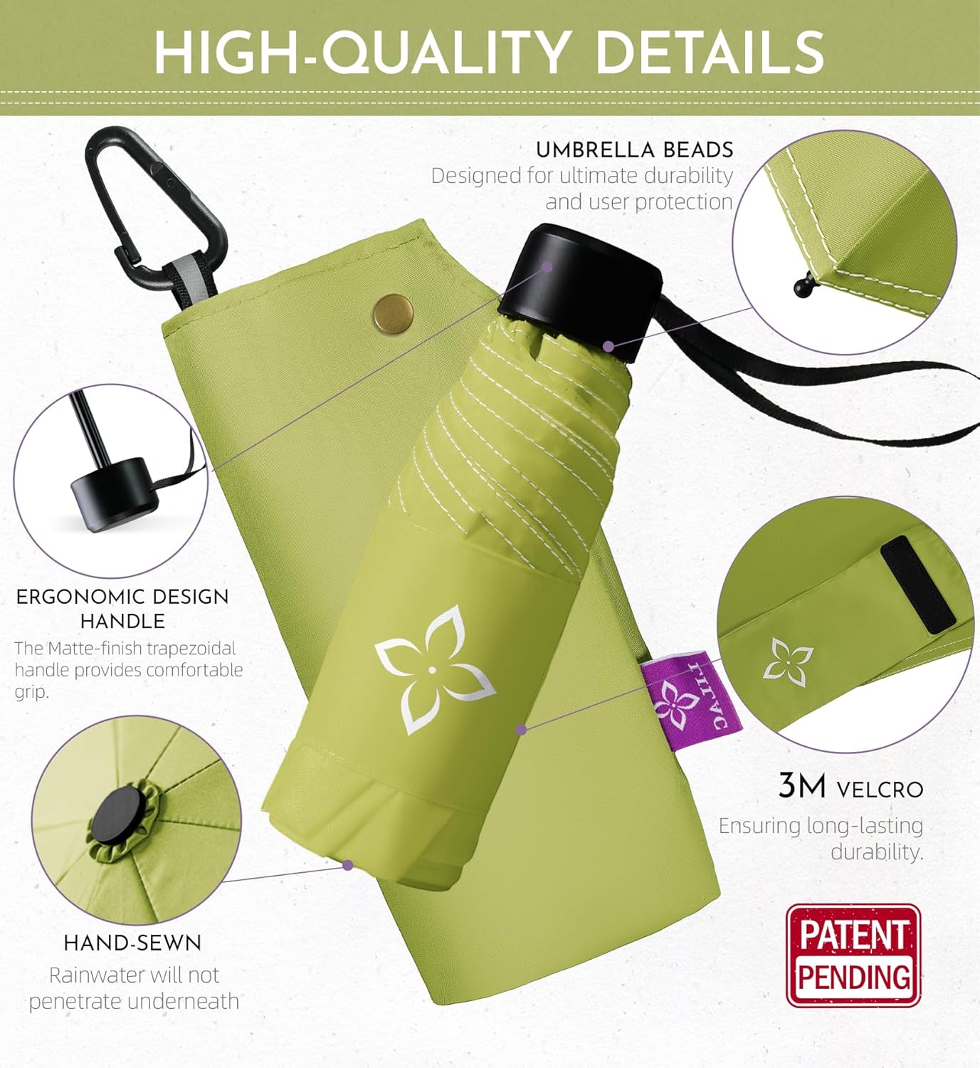 Windproof Travel Mini Umbrella - Manual Open Close with No Rebound for Seniors & Kids, Small Compact and Portable for Rain, Reflective Design for Night Safety Men & Women