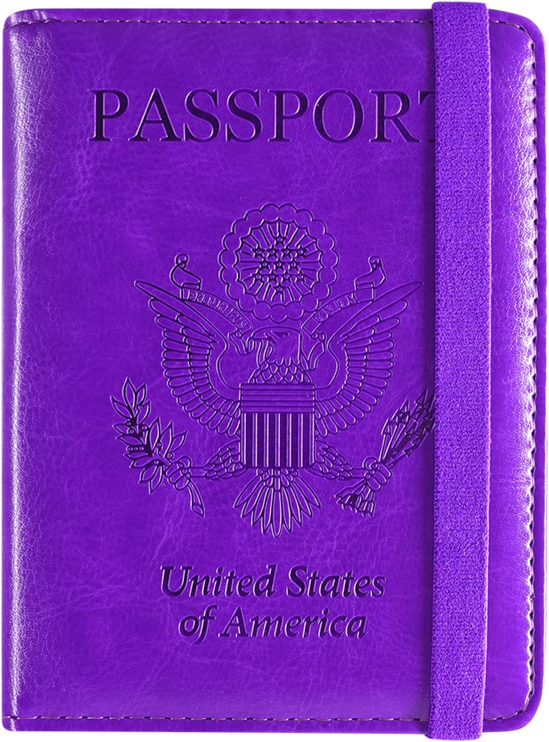ACdream Unisex Purple Faux Leather Passport and Vaccine Card Holder with RFID Blocking, 8.5" x 6"