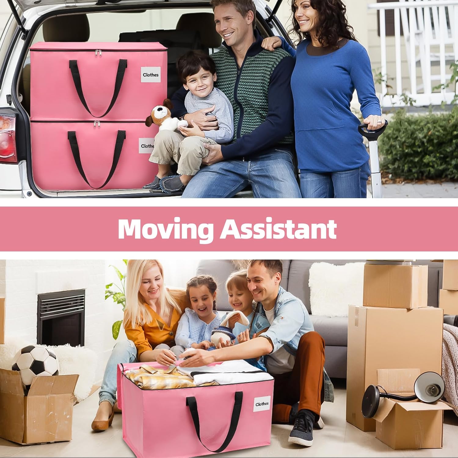 Extra Large Moving Bags with Zipper - Heavy Duty Tote for Packing Clothes, Durable Storage Bin
