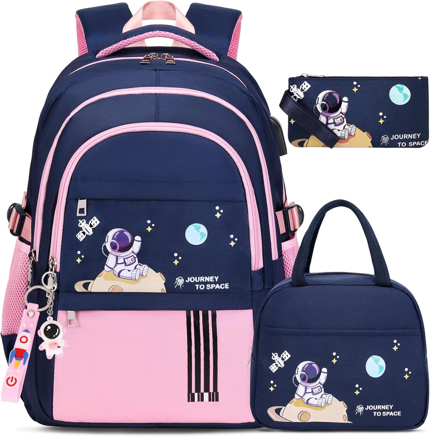 Backpack for Girls - Girls Backpack Schoolbag for Kids Children Teens Elementary Middle School Bags, Waterproof Lightweight Kids Bookbag Backpacks Casual Daypack with Lunch Bag Set