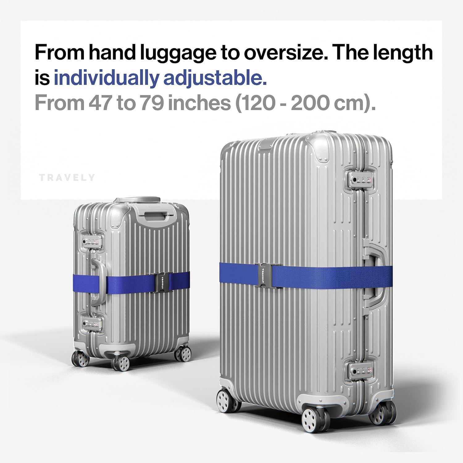 TRAVELY Luggage Straps - Particularly conspicuous & Secure - Incl. 2 Name Tags - Luggage Strap
