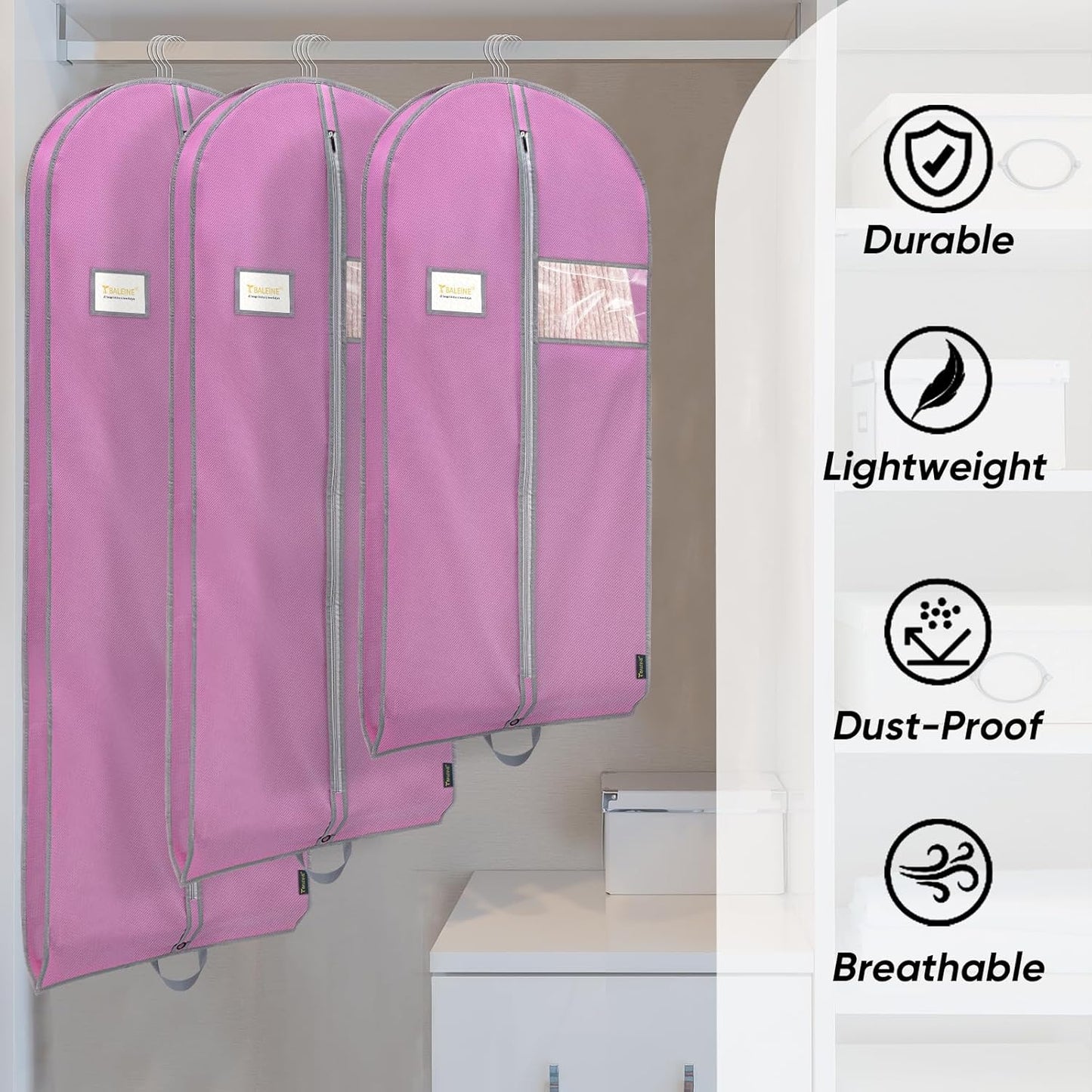 BALEINE 1PK Heavy Duty Garment Bag with Shoe Storage Travel Bag for Dresses, Suit, Coats Travel