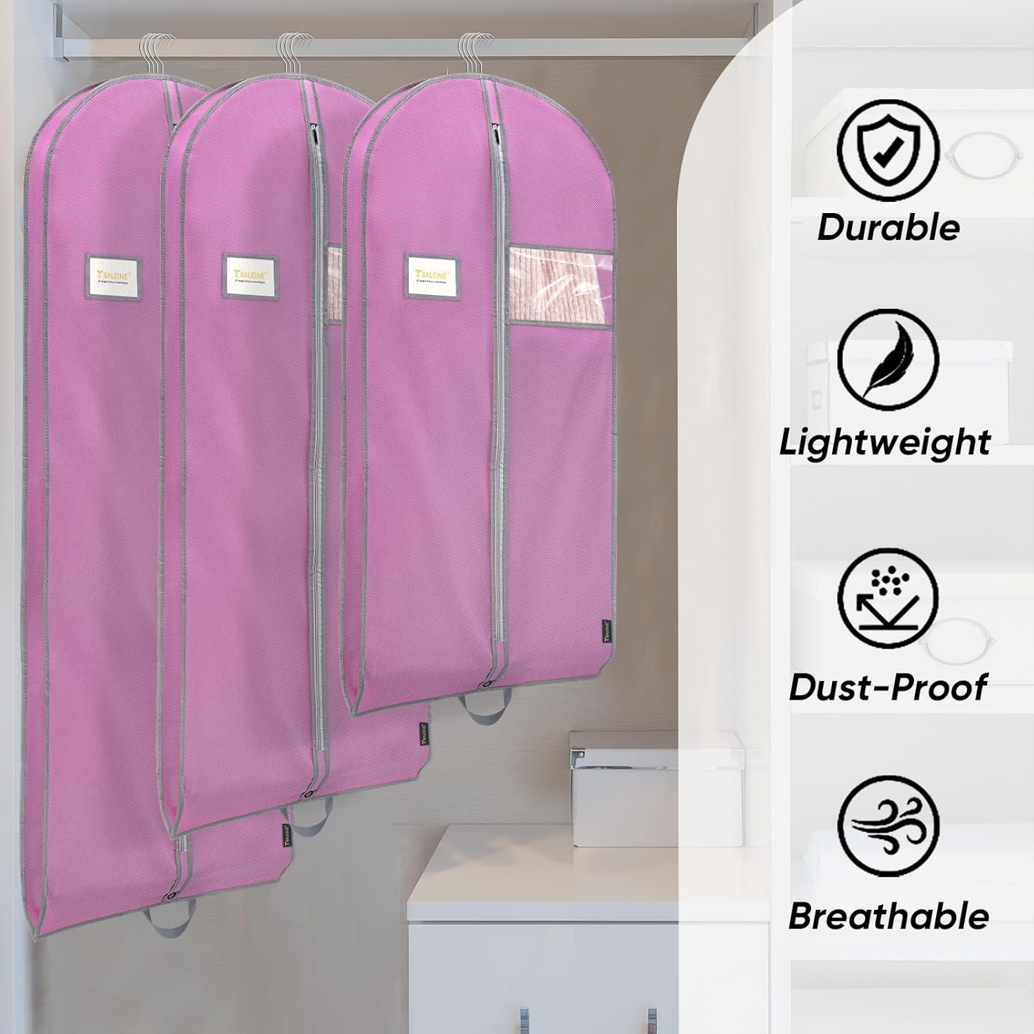 BALEINE 1PK Heavy Duty Garment Bag with Shoe Storage Travel Bag for Dresses, Suit, Coats Travel