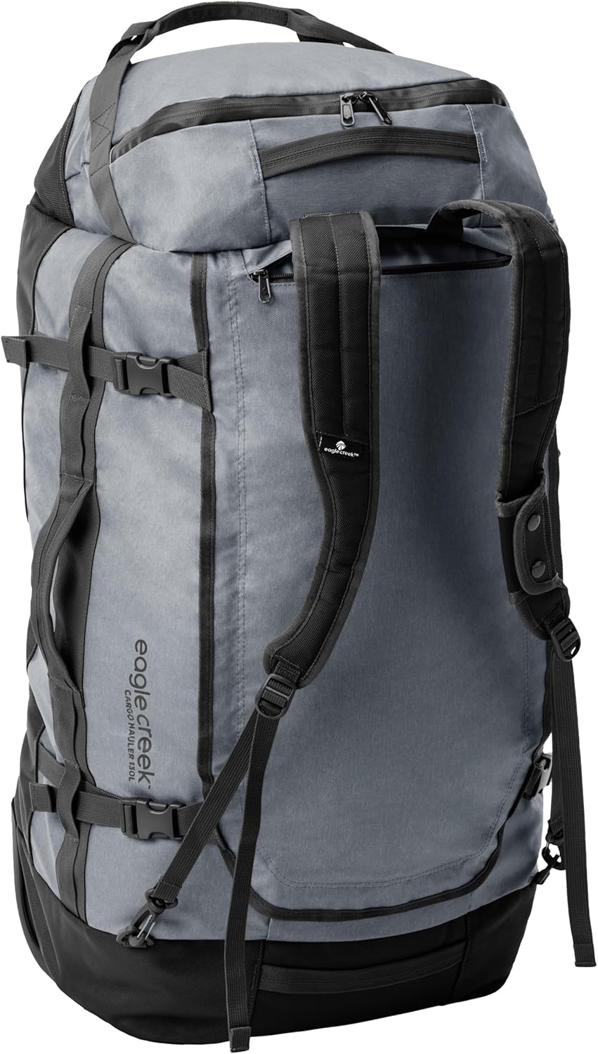 Eagle Creek Cargo Hauler Wheeled Duffel - Durable Duffel Bag for Travel - Easy Access Compartment - Deployable Backpack Straps - Lockable Zipper Opening - Charcoal - 130L