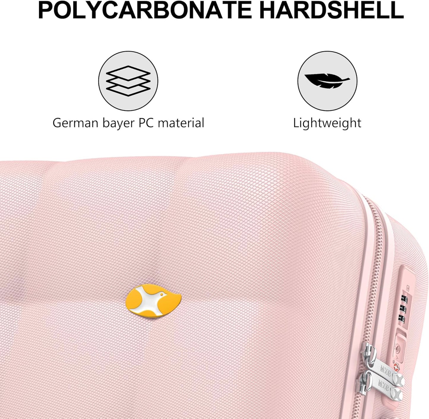 MGB Large Suitcase 28 Inch Luggage Trunk Luggages with Spinner Wheels, Diamond Textured TSA Approved Check In Luggage Lightweight Hard Case Luggage for Travel-Pink