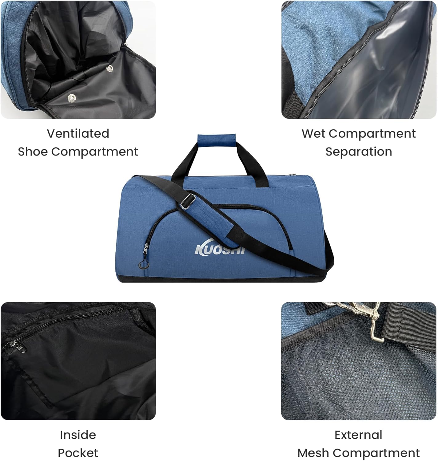 Gym Duffle Bag for Men & Women Water-Resistant-Sports Travel Bag with Ventilated Shoe Compartment &
