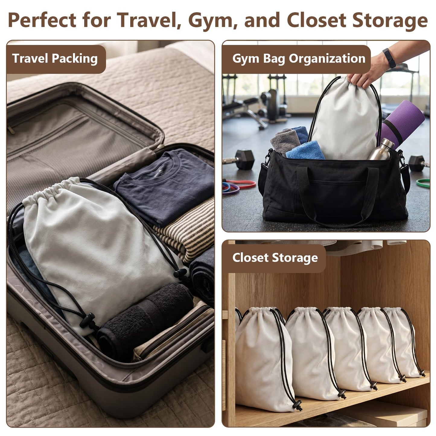 MREKFO 6 PCS Flannel Cloth Shoe Bags for Travel & Packing for Women & Men
