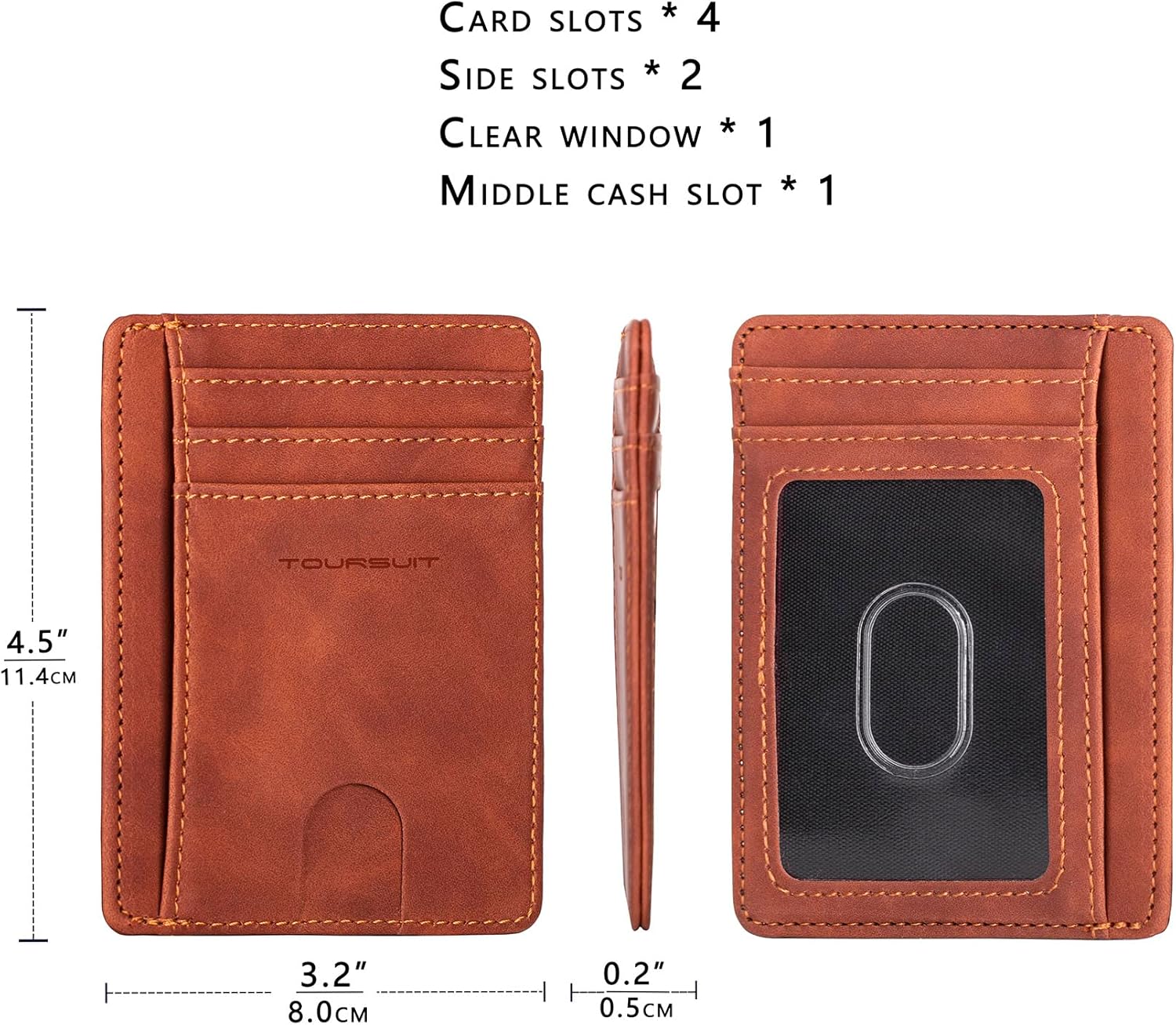 TOURSUIT Travel Minimalist Slim Front Pocket Wallet for Men Women, RFID Blocking Credit Card Holder