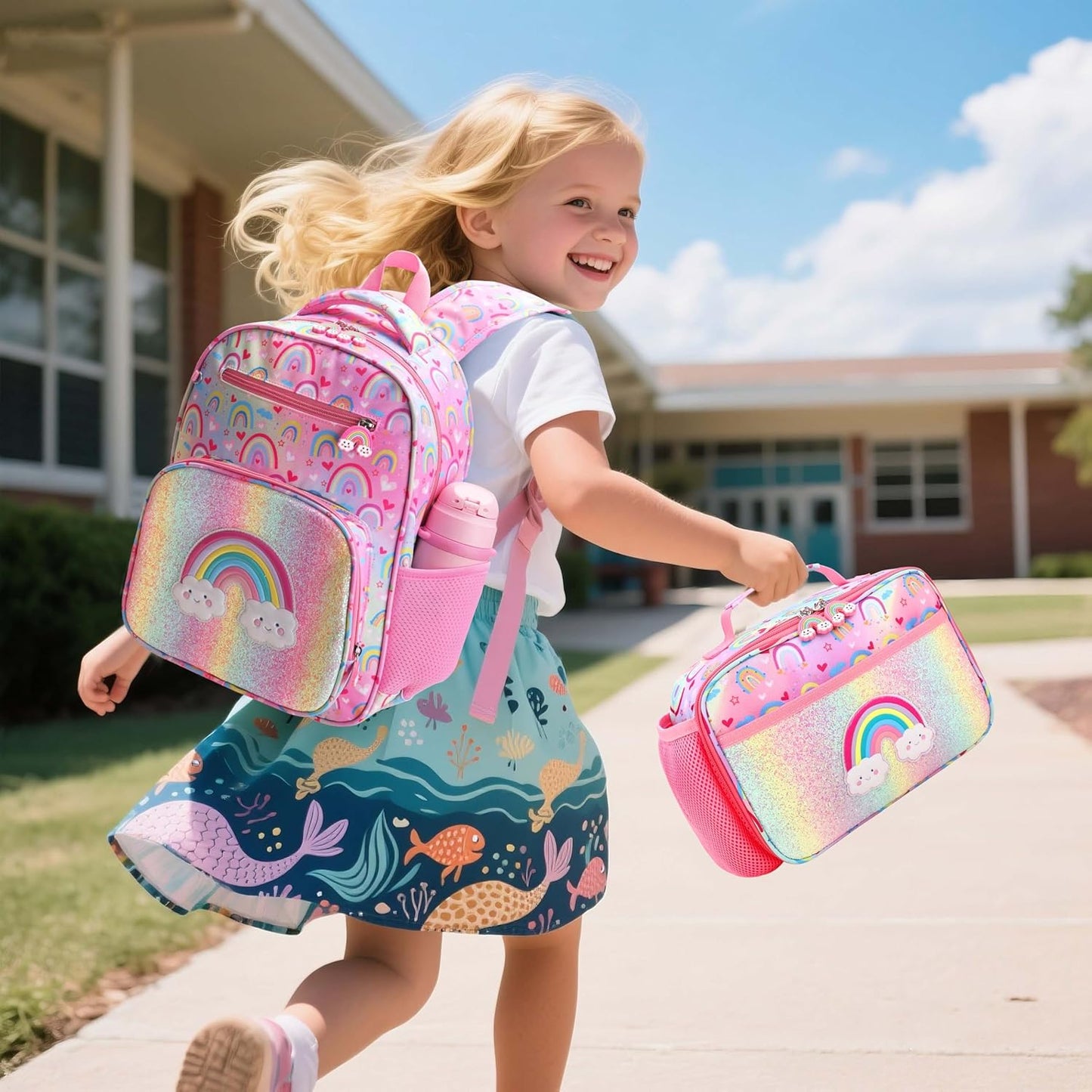 RHCPFOVR Girls Backpack for Elementary School, Backpack for Girls 5-8, Lightweight Kids Backpacks