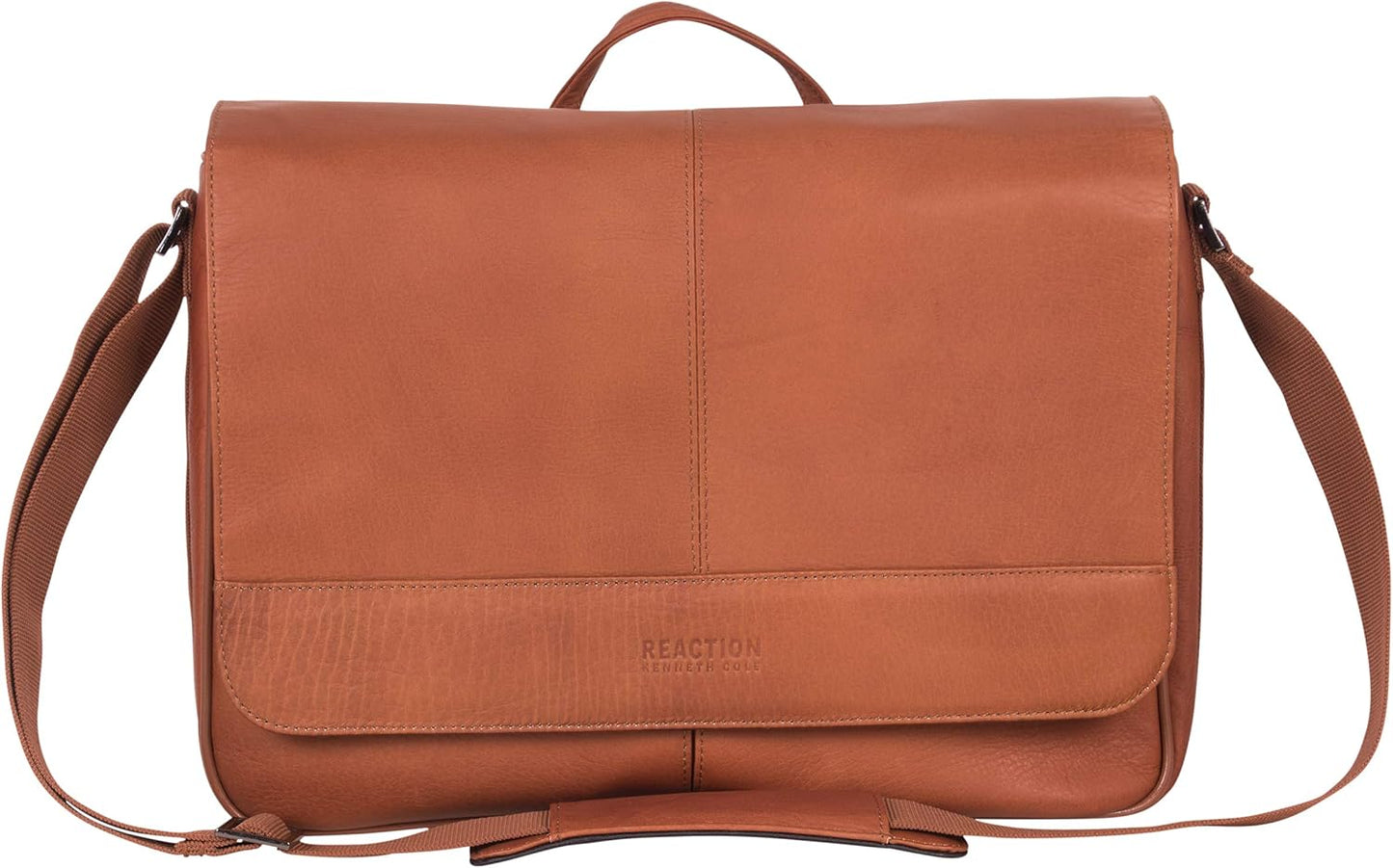 Kenneth Cole REACTION Risky Business Messenger Full-Grain Colombian Leather Crossbody Laptop Case &