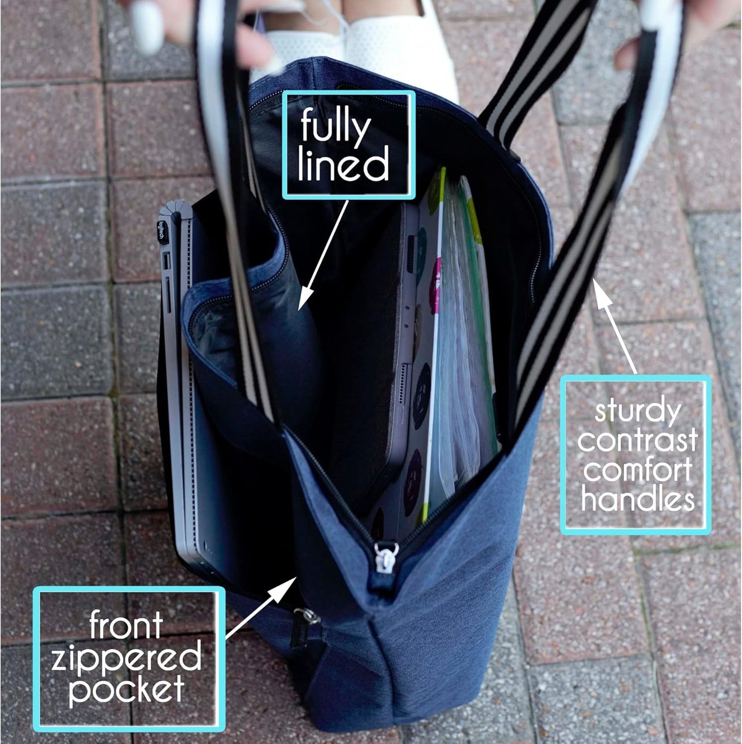 Brooke & Jess Designs Teacher Tote Bag for Work - Teacher Handbag Gifts for Women, Teacher Bag Best Teacher Appreciation Gift