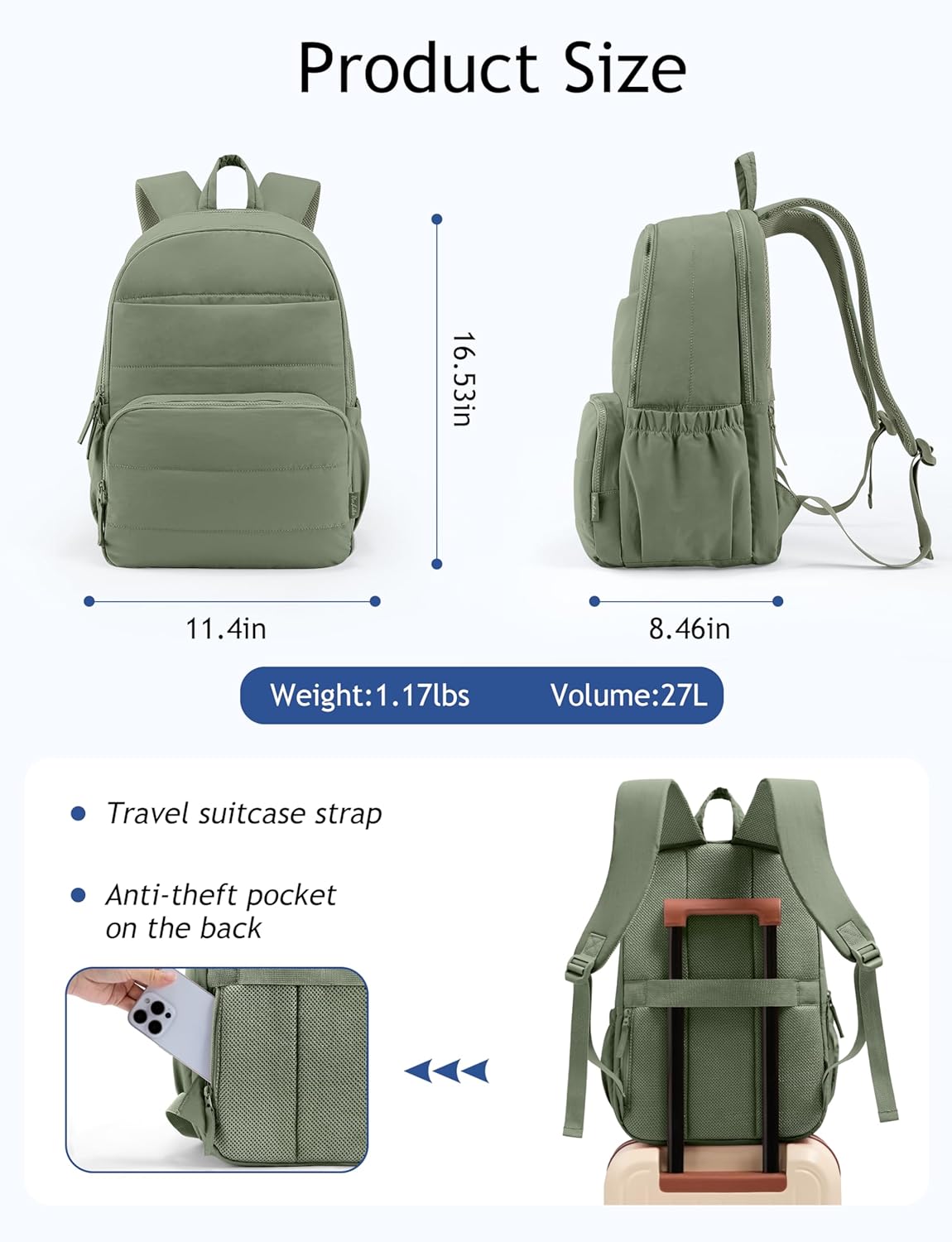 Travel Backpack for Women, 15.6 Inch College Laptop Backpack, Water Resistant Work Backpacks, Cute