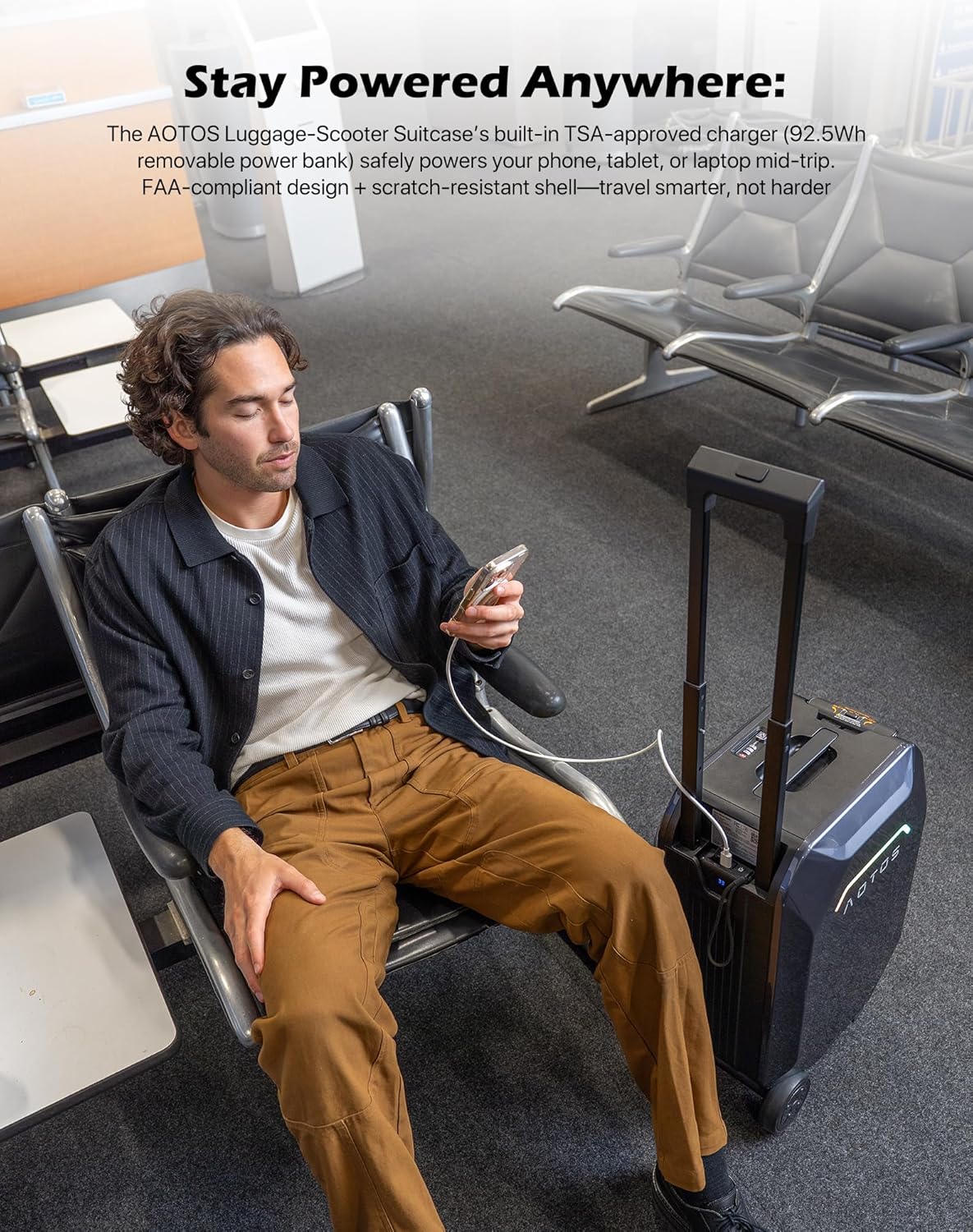 Smart Rideable luggage-Roller carry-on luggage 22x14x9-TSA, Airline-Approved 22 inch Hardshell,Zipperless Travel Suitcase with Rolling WheelsApp Control -Cabin Suitcase for Airport Travel(Grey)