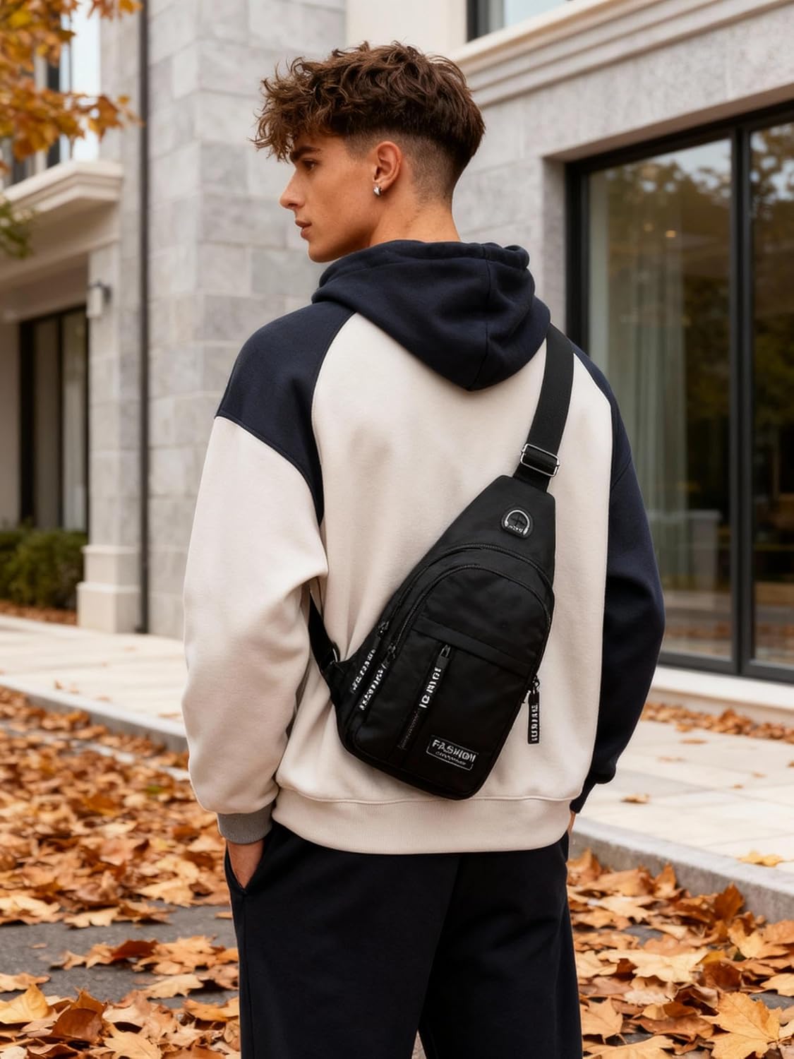 Sling Bag for Men Women, Unisex Crossbody Chest Bag, Multi-Pocket Lightweight Daypack for Travel Hiking