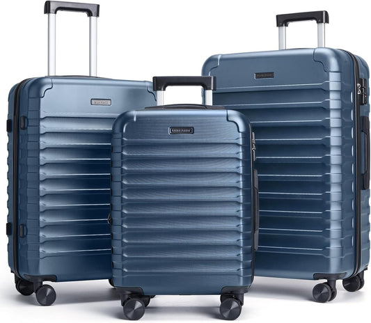 LIGHT FLIGHT Luggage Sets, 3 Piece Durable Suitcase Set with Spinner Wheels, 3 Pcs Hard Shell Lightweight Luggage with TSA Lock, Large Checked Travel Suitcases, 20/24/28 Inch, Royal Blue
