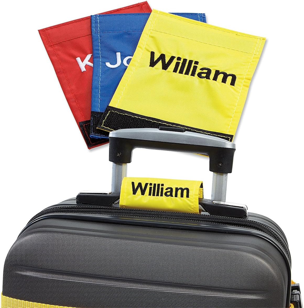 Lillian Vernon Personalized Yellow Luggage Handle Wrap, Heavy Duty Travel ID, Suitcase Identifier, Customize Attachment with Name or Monogram, Adjusts 2" x 4" Closed