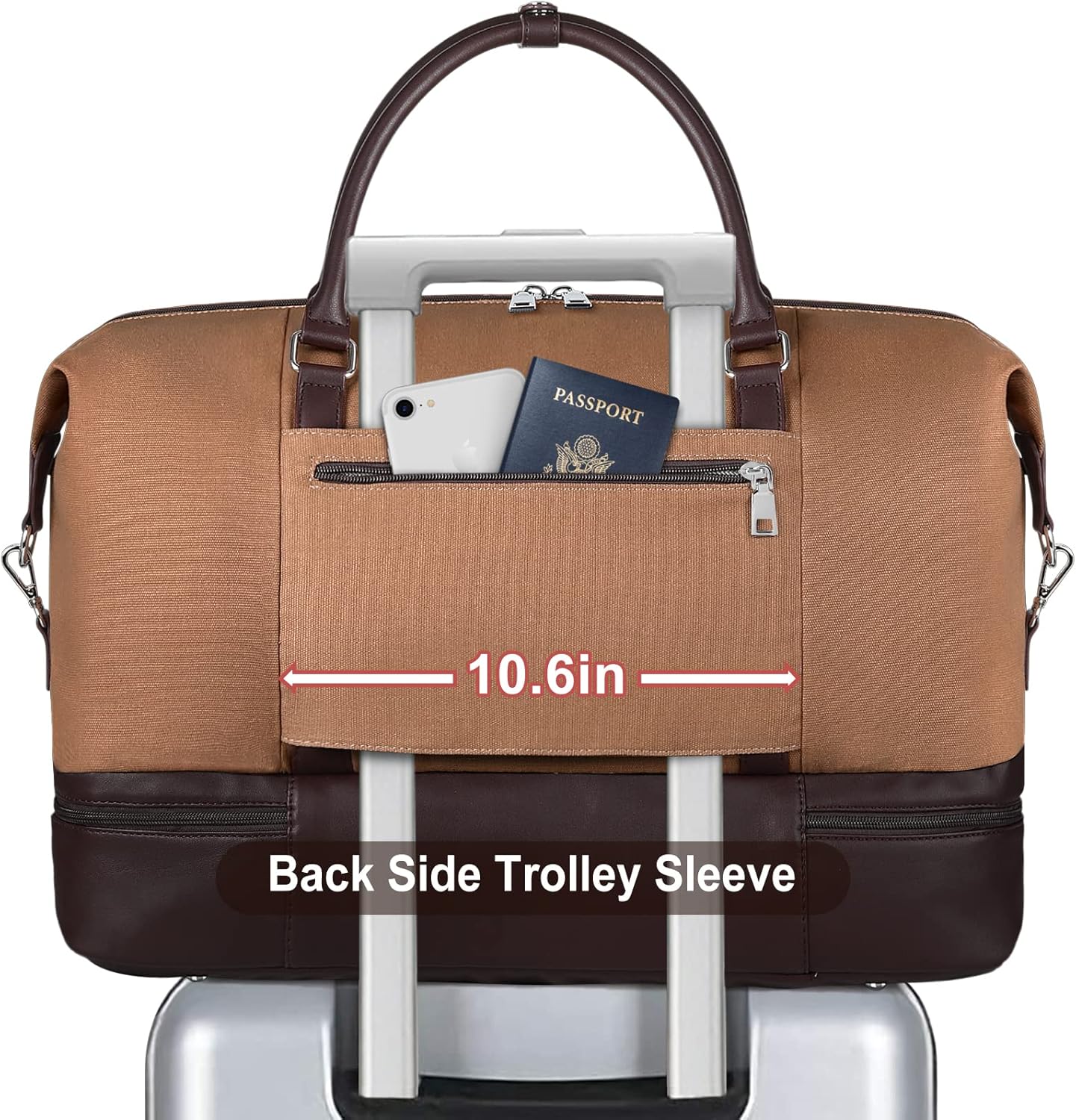 Weekender Bag for Women, Large Overnight Bag Canvas Travel Duffel Bag Carry On Tote with Shoe Compartment 21" 3Pcs Set
