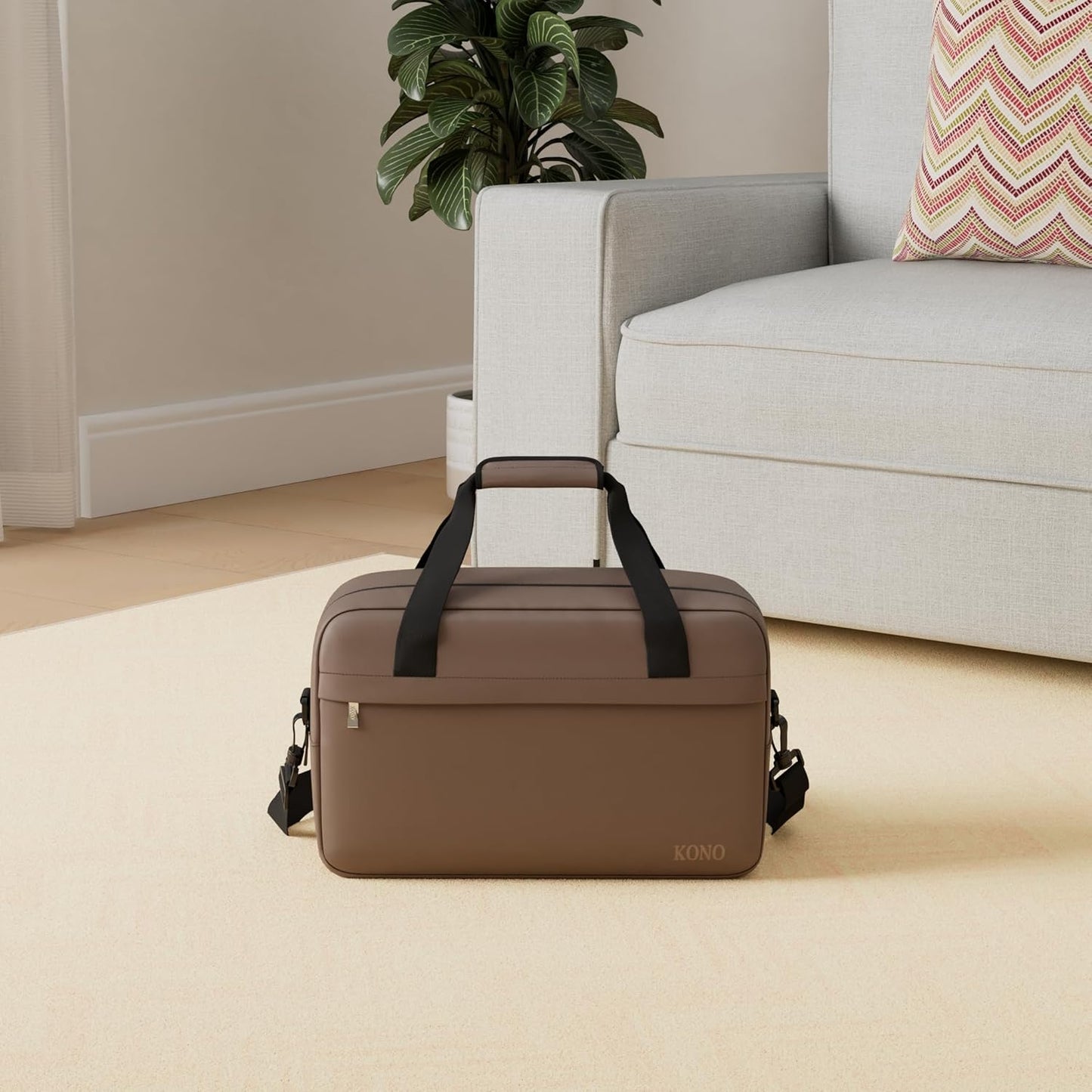 Kono Travel Duffel 20L Under Seat Carry-On Sports Tote Gym Weekender Overnight Bag - Brown, 15.75"x9.84"x7.87"