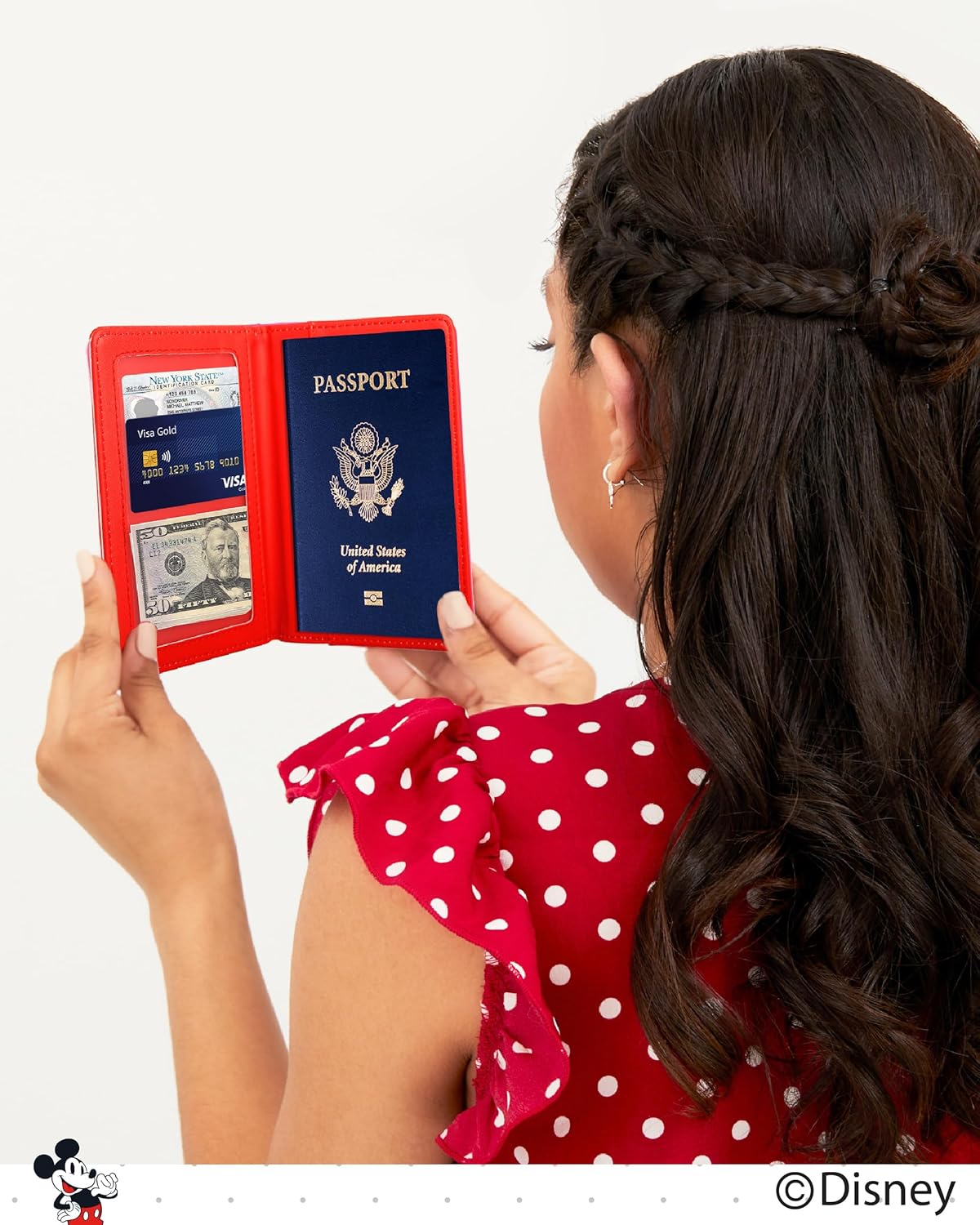 Disney Mickey & Minnie Mouse Passport Holder, Officially Licensed Passport Holder for Women, Travel Essentials for Women