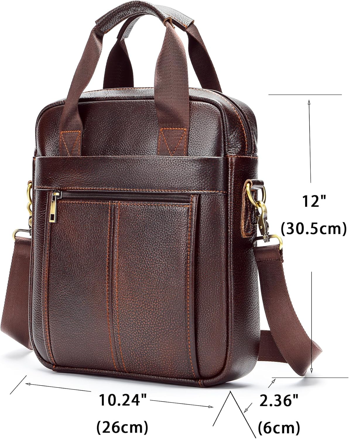 LUKZIJAES Genuine Leather Shoulder Messenger Bag for Men Adjustable Shoulders Sling Crossbody Bags