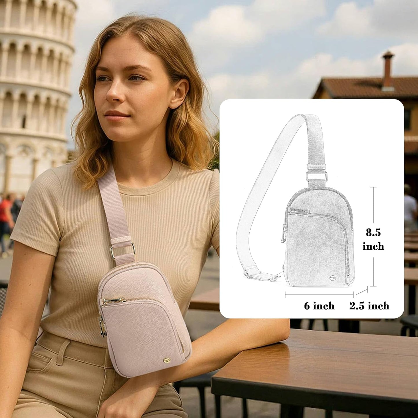 INICAT RFID Blocking Sling Bag Anti Theft Crossbody Bags for Women Travel Fanny Pack Cross Body for Woman Chest Bag