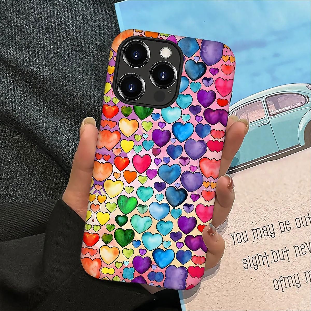 SEized Case Compatible with for iPhone 16 Pro,Colorful Heart Lovely Cute Pink Phone Case for Girl Women Boy Men,Durable Protection Phone Case for iPhone 16 Pro