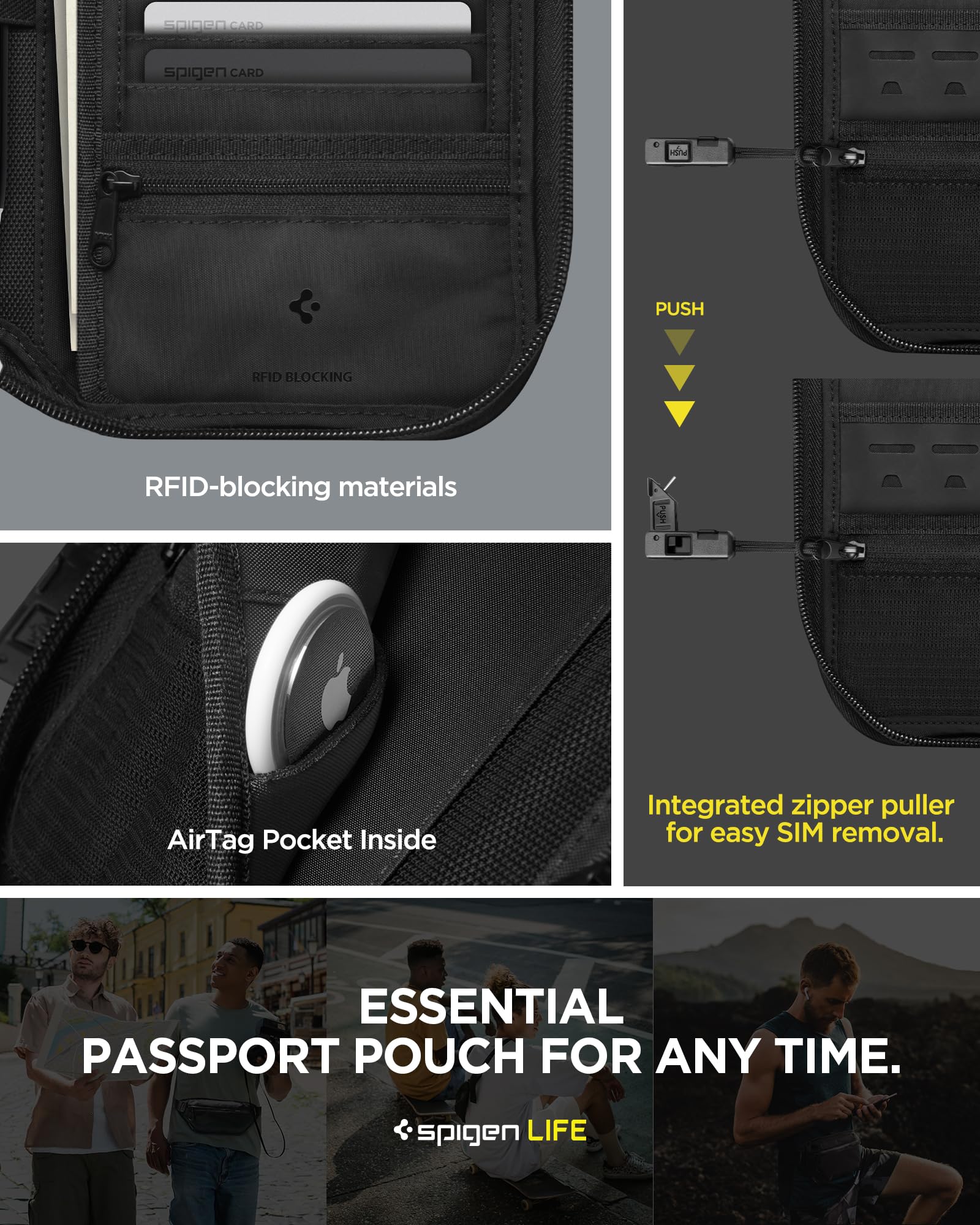Spigen Life Passport Holder, RFID Blocking, for Family