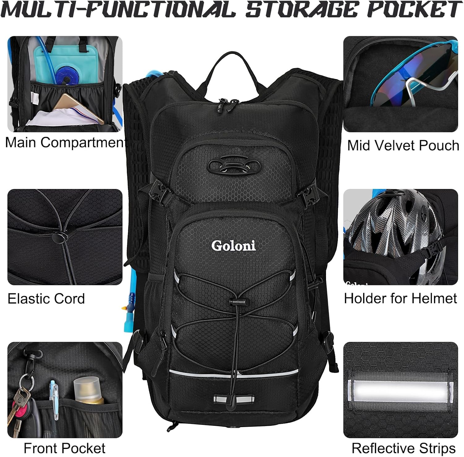 Hydration Backpack,Lightweight Hiking Backpack with 2L Water Bladder,Water Backpack for Biking
