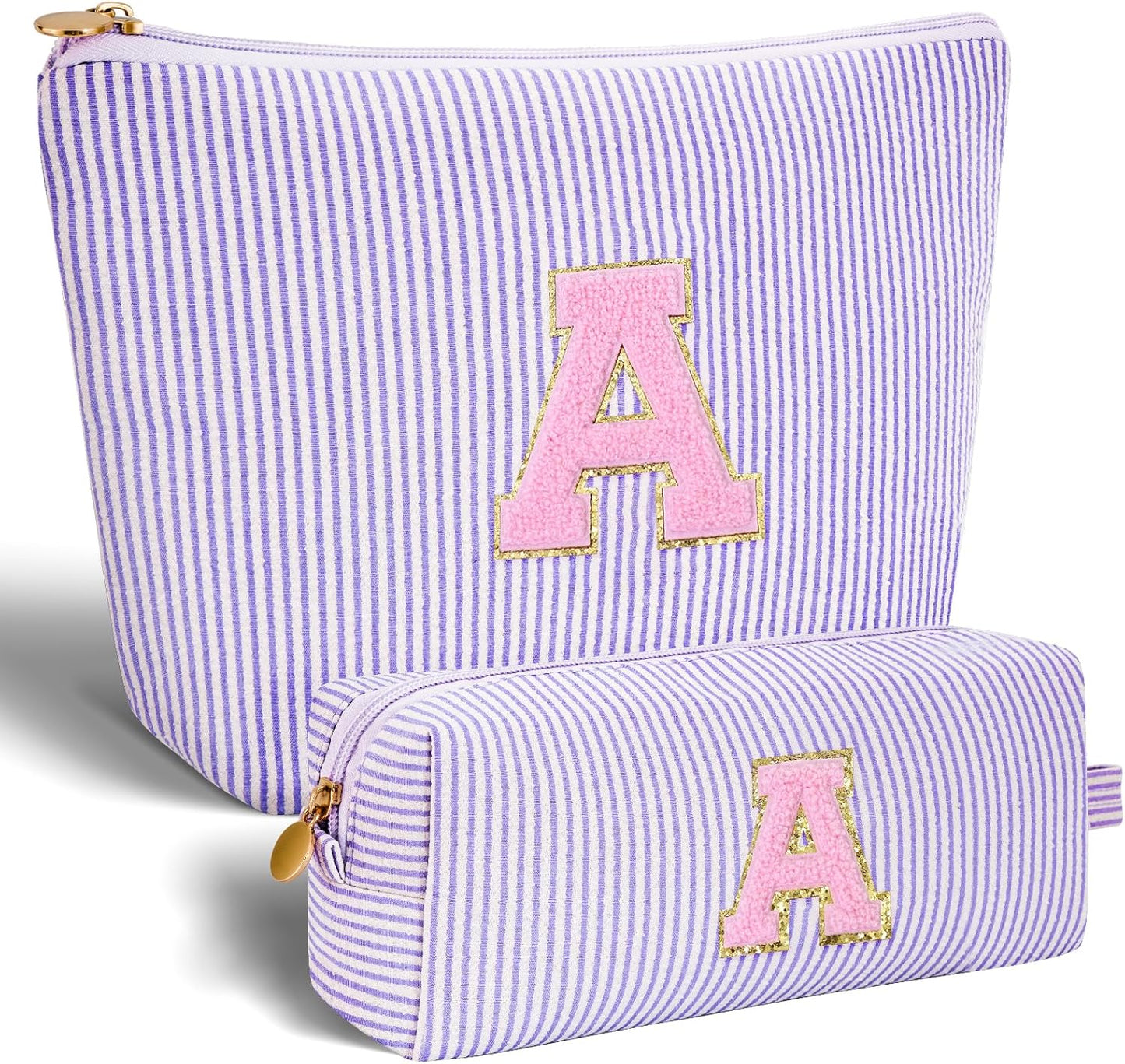 Makeup Bag Set Initials Cosmetic Bag,Birthday Graduation Gifts for 10 11 12 13 14 15 16 17 18 Years