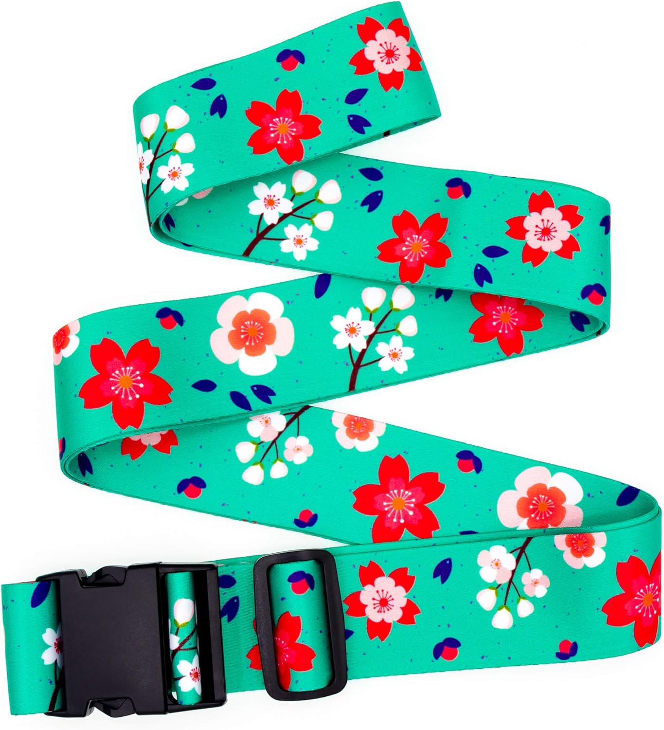 Teeoff Luggage Straps Suitcase Belts Travel Bag Accessories Adjustable 220CM (Sakura Mint - 2 Pack)