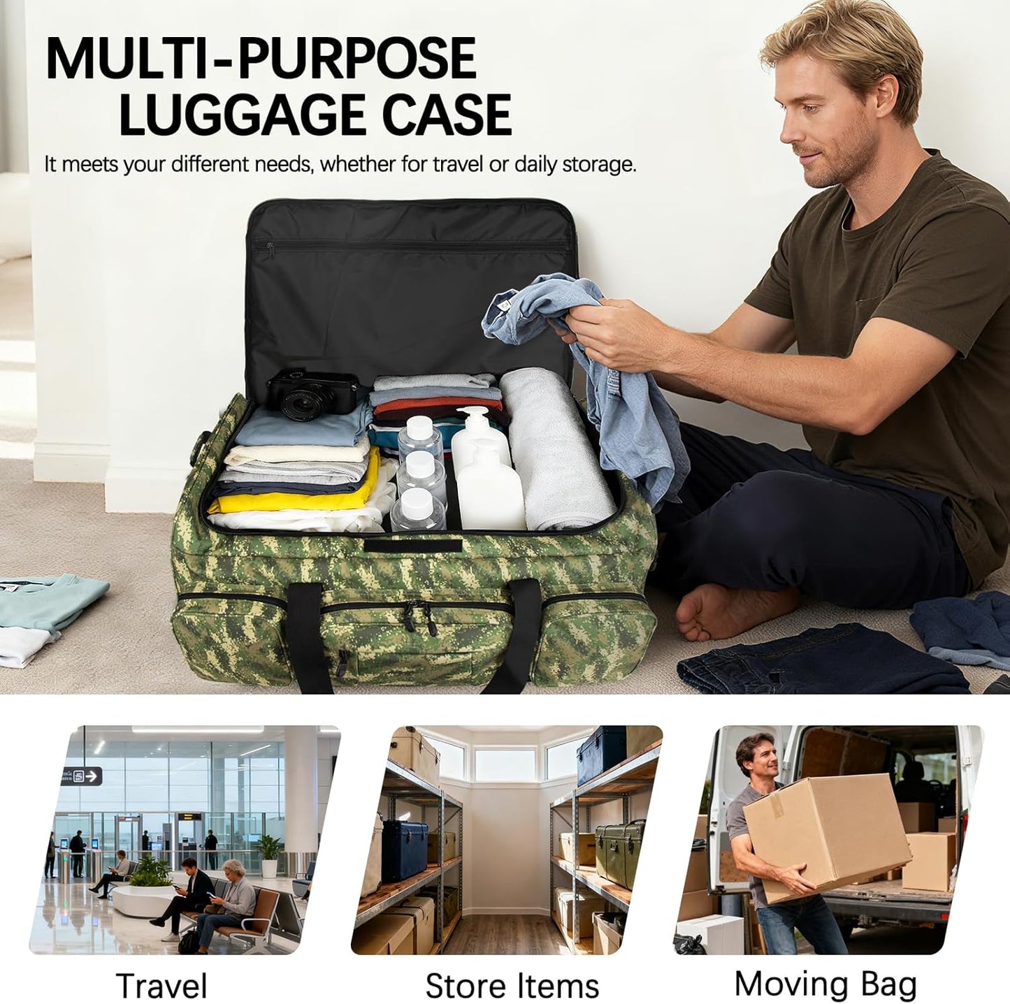 Rolling Duffle Bag with Wheels, 120L Military Luggage Bag for Travel,Large Tactical Heavy Duty Duffel Bags for Deployment Camping Sporting & Outdoor Adventures