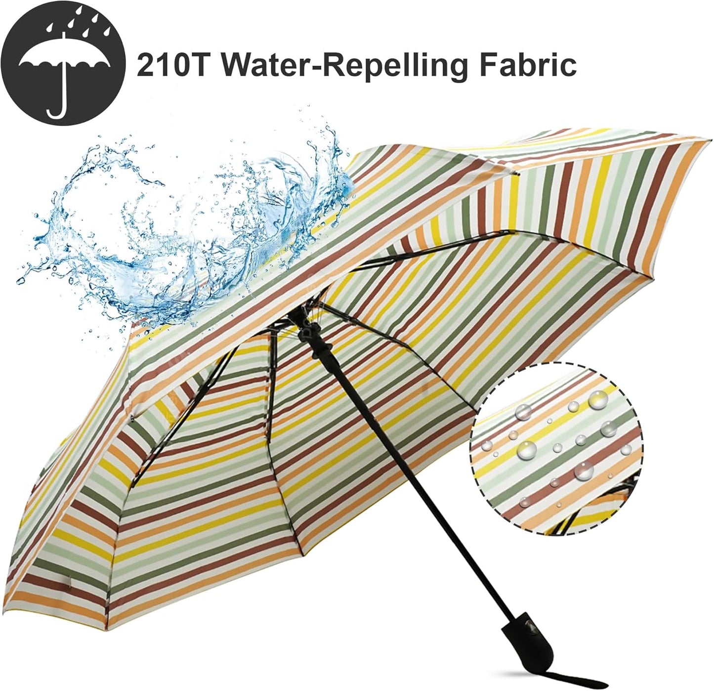 Nollia Windproof Automatic Travel Umbrella, Compact Portable with Reinforced Ribs for Sun & Rain