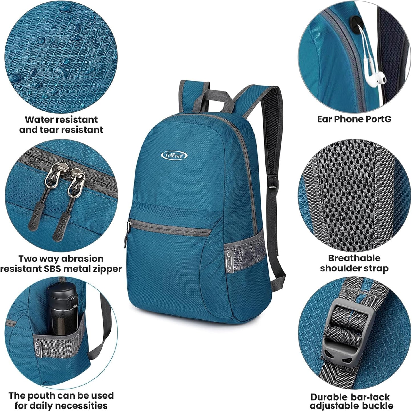 G4Free 20L Lightweight Packable Backpack Travel Hiking Daypack Foldable Backpack for Men Women
