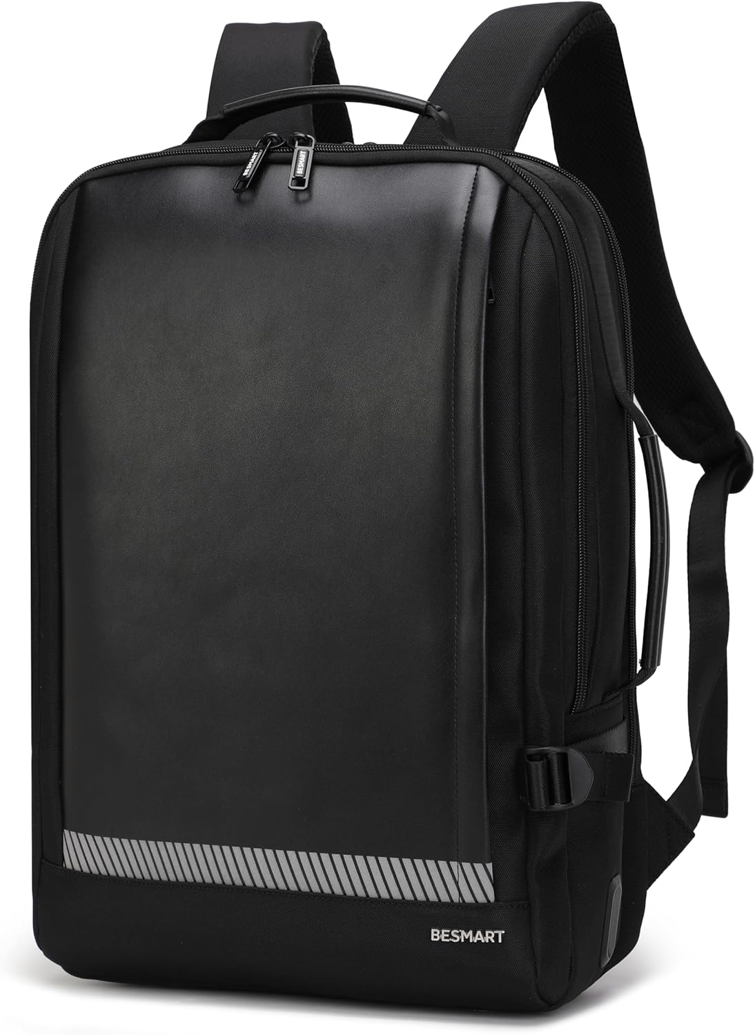 BESMART Waterproof Laptop Backpacks with USB Charging Port & Trolley Sleeve, Shockproof 15.6 Inch