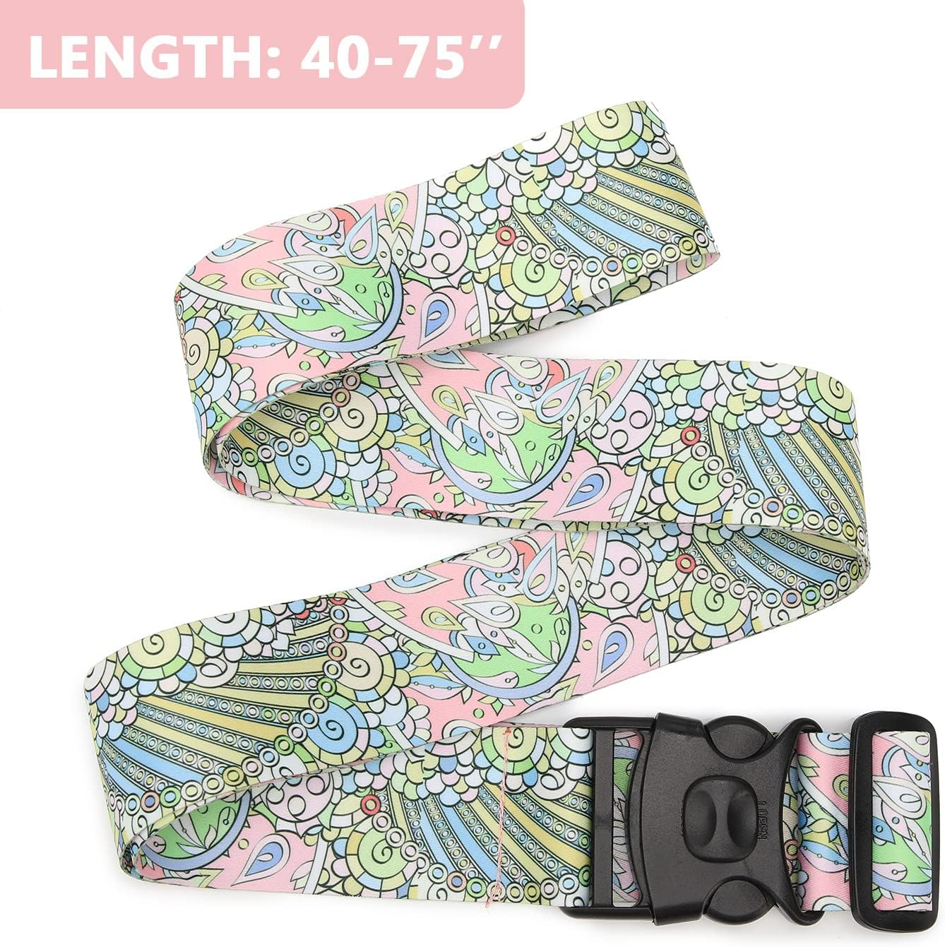 2 Pack 75'' x 2'' Adjustable Luggage Straps for Suitcase Belt Travel Bag Packing Straps Accessories (Rainbow)