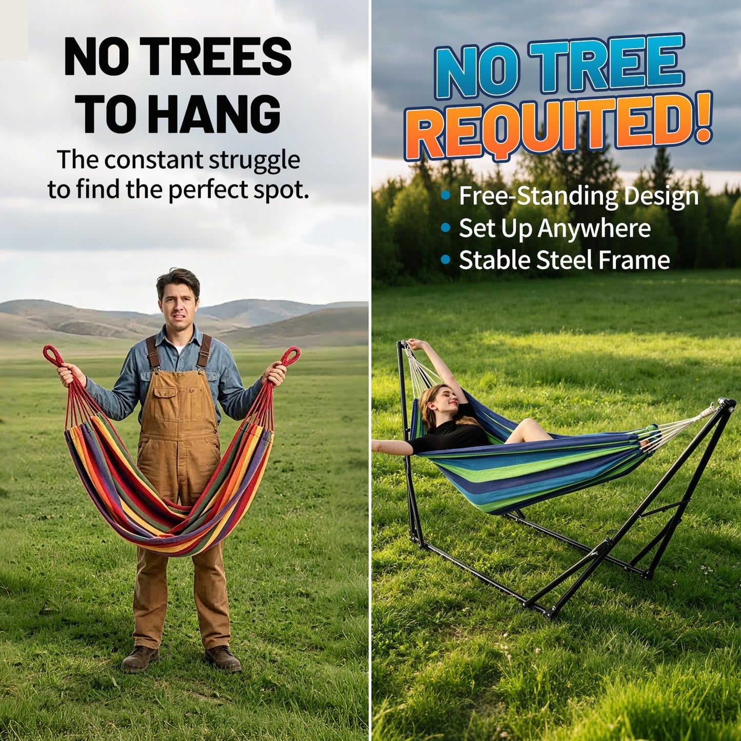 LIEVIM Portable Hammock with Stand for Outside or Inside,No Tree Required