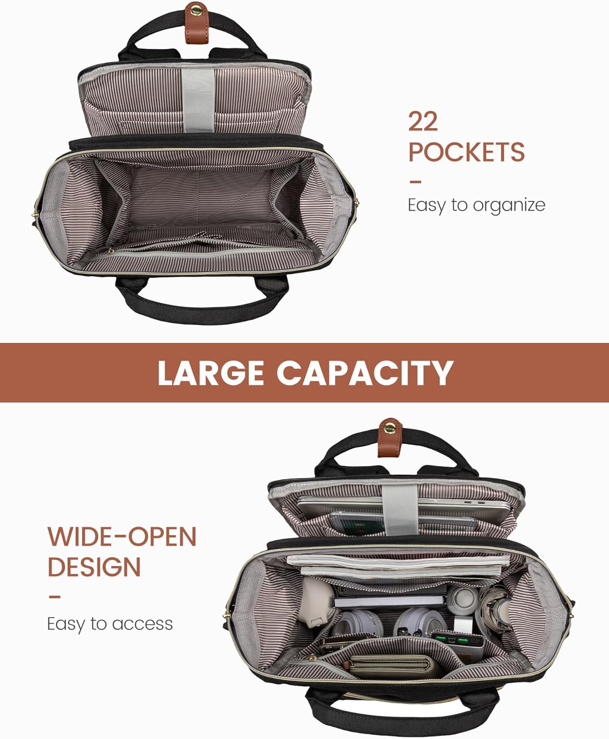 LOVEVOOK Laptop Backpack for Women, 17.3'' Waterproof Nurse Bag Teacher Work Backpack Purse for