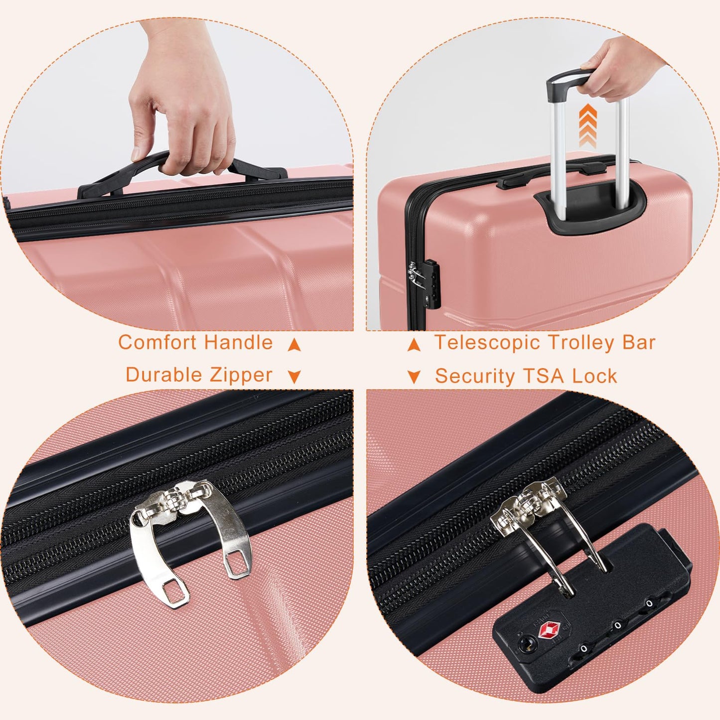 Sweetcrispy 20 Inch Carry On Luggage, Suitcase with Spinner Wheels
