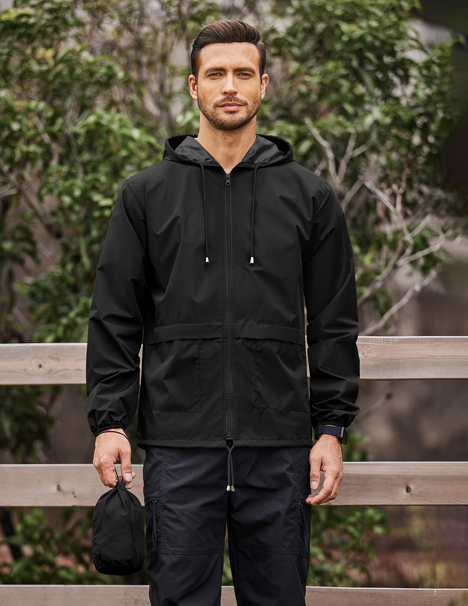 COOFANDY Travel Packable Foldable Raincoat for Men Pouch Waterproof Breathable Golf Rain Jackets