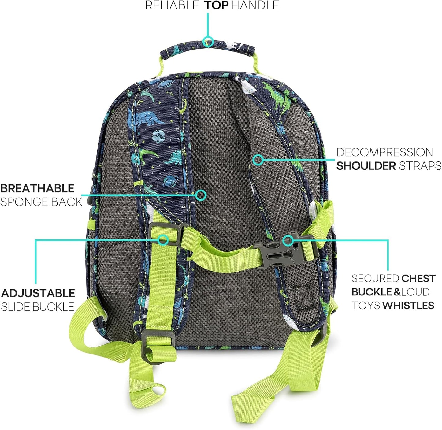 mibasies Toddler Backpack for Boys 2-4: Cute Kids Backpacks Boys - Preschool Kindergarten Backpack