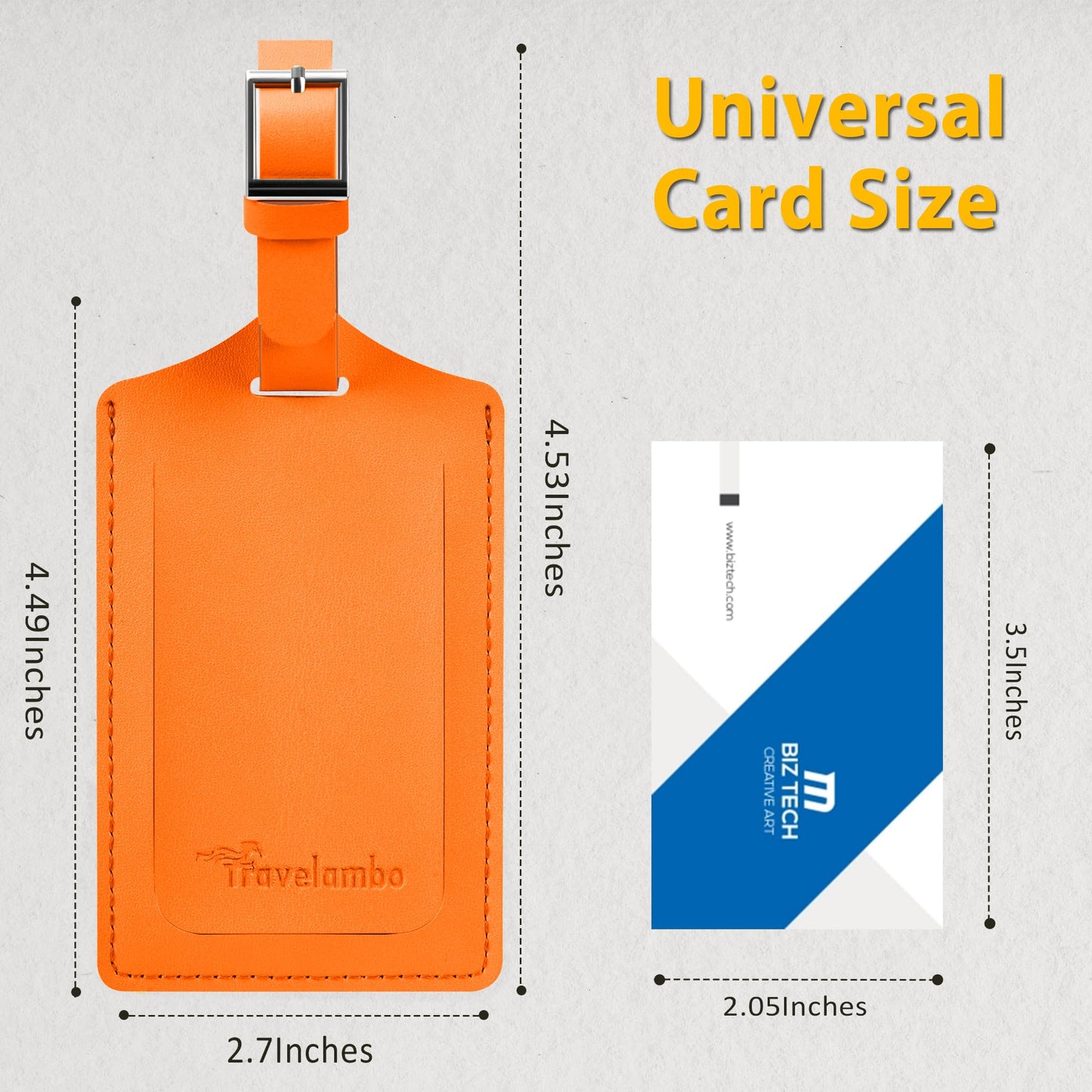 Travelambo 4 Pack Leather Luggage Tags for Suitcases Travel Labels Orange