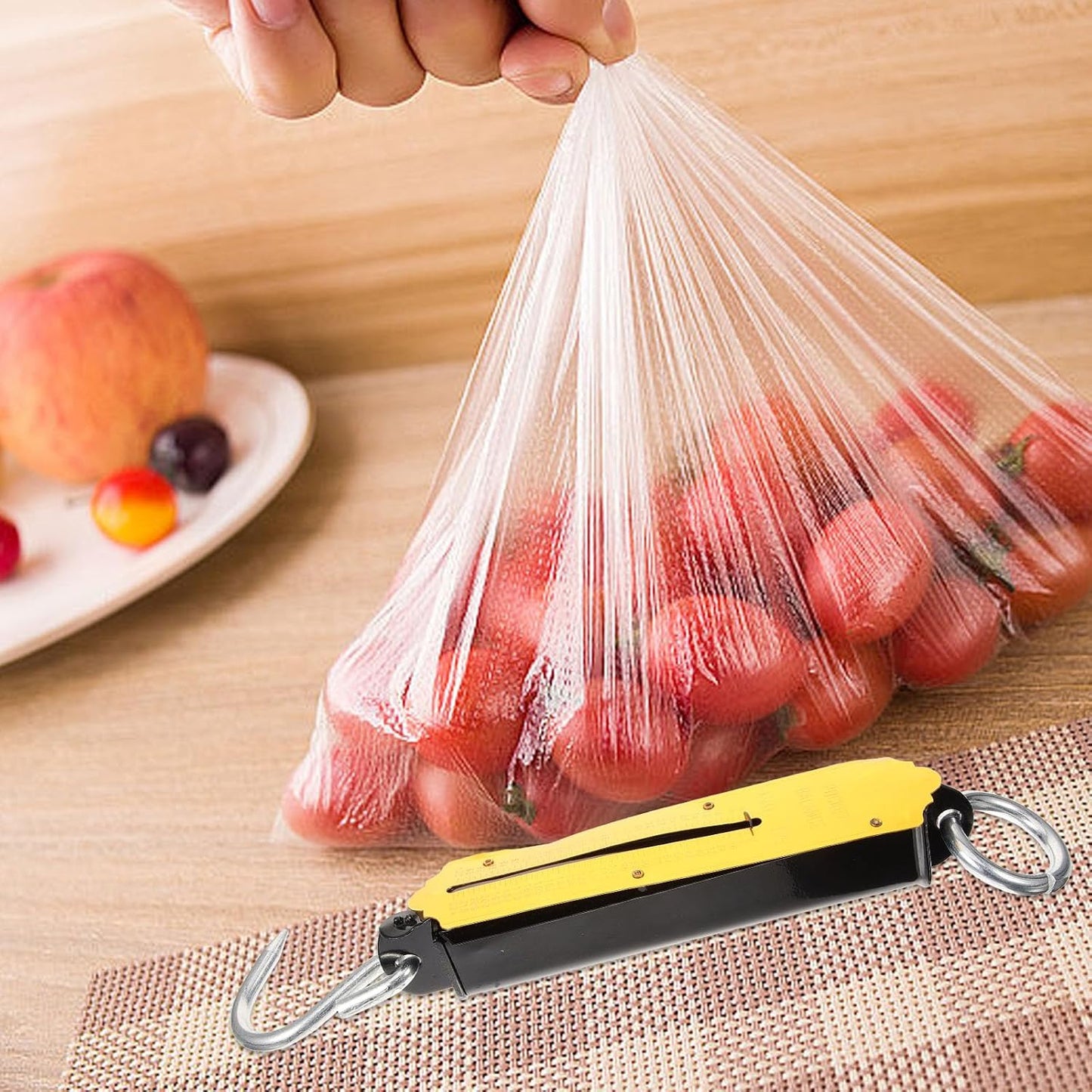 VALICLUD Spring Fish Scale, Portable Fishing Scale with Hook Large Handle Hanging Luggage Scale Handheld Aluminum Tube Weigher