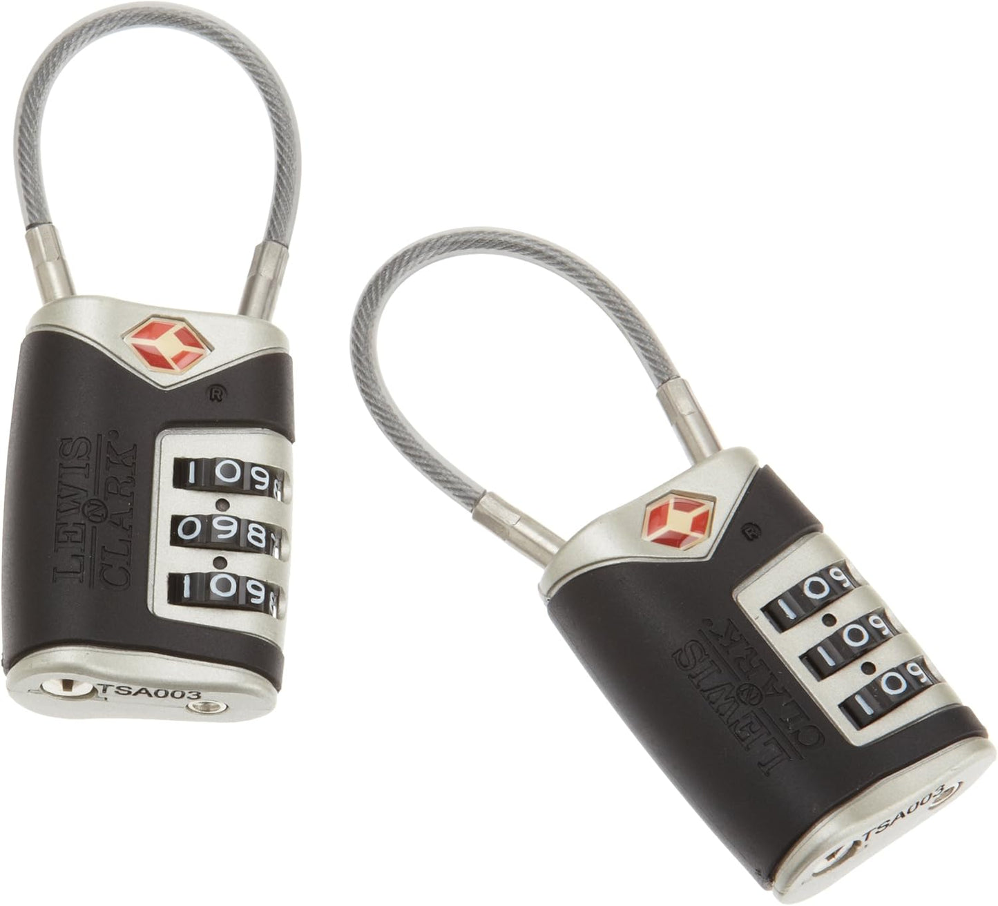 4014648 Lewis N Clark Travel Sentry Cable Lock 2 Pack black