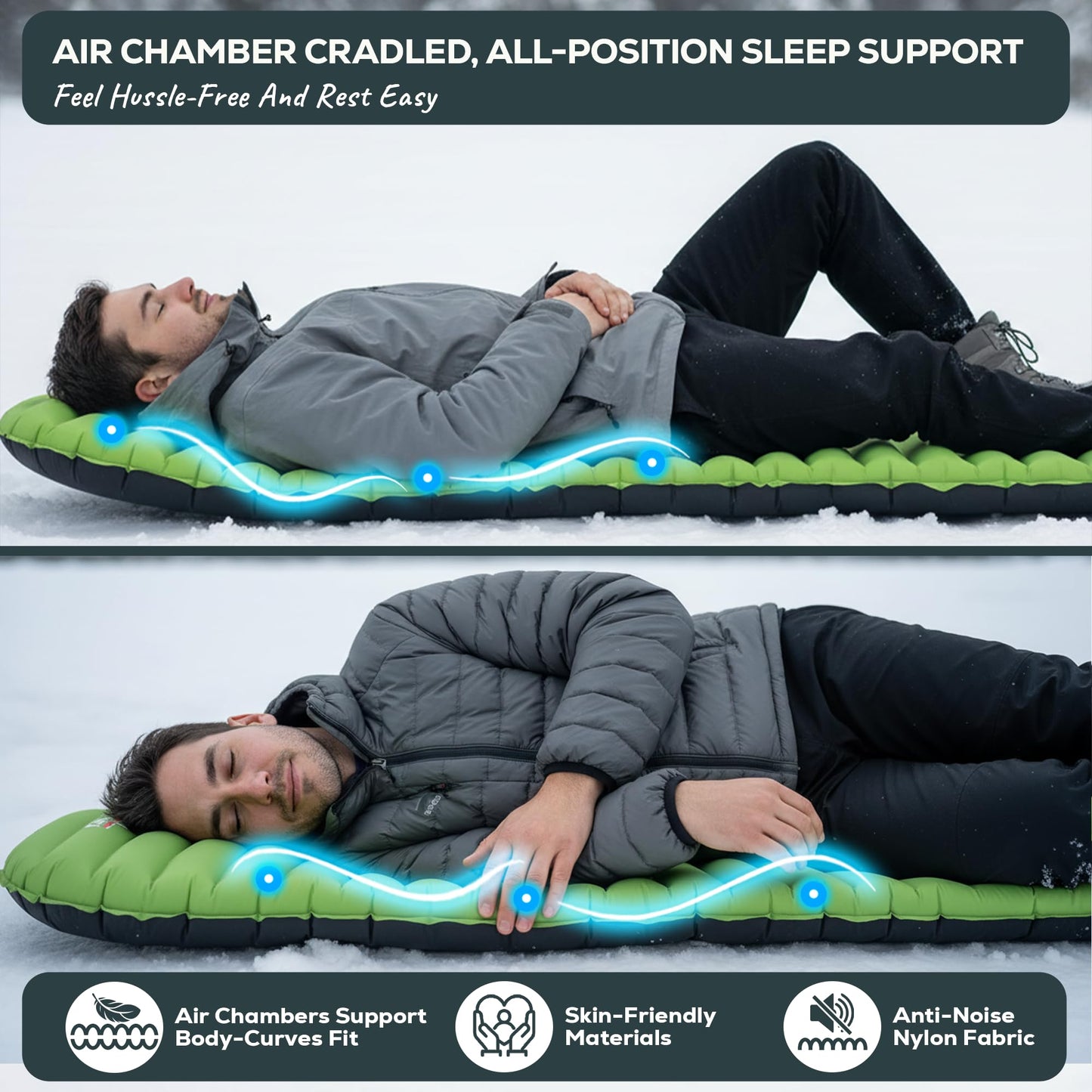 Gear Doctors® ApolloAir 5.2 R-Value [17oz] Ultralight Insulated Inflatable Camping Sleeping Pad