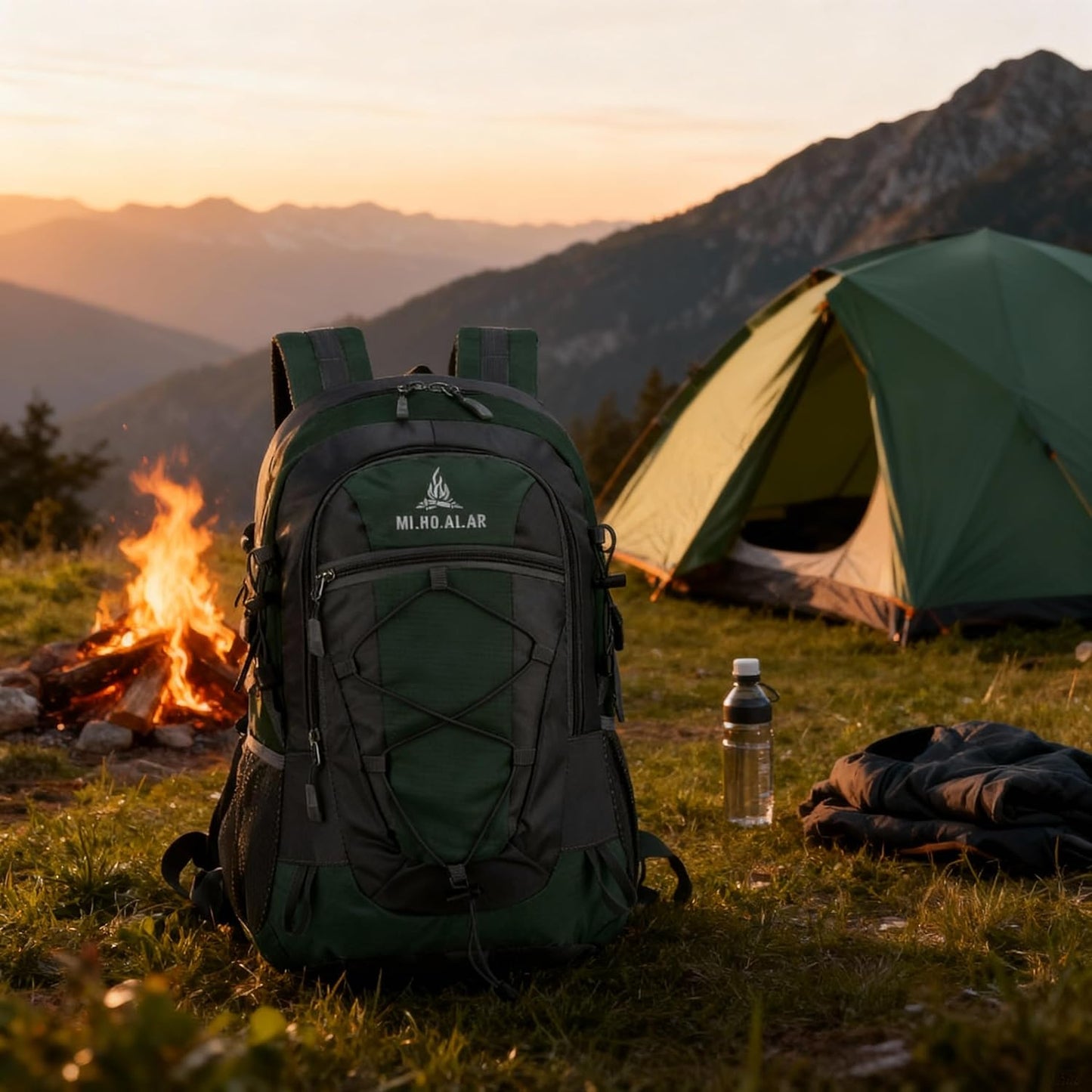30L Lightweight Camping Backpack – Foldable Water-Repellent Hiking Daypack for Travel, Trekking, Climbing – Durable Polyester Packable Rucksack with Chest Strap & Side Pockets (green)